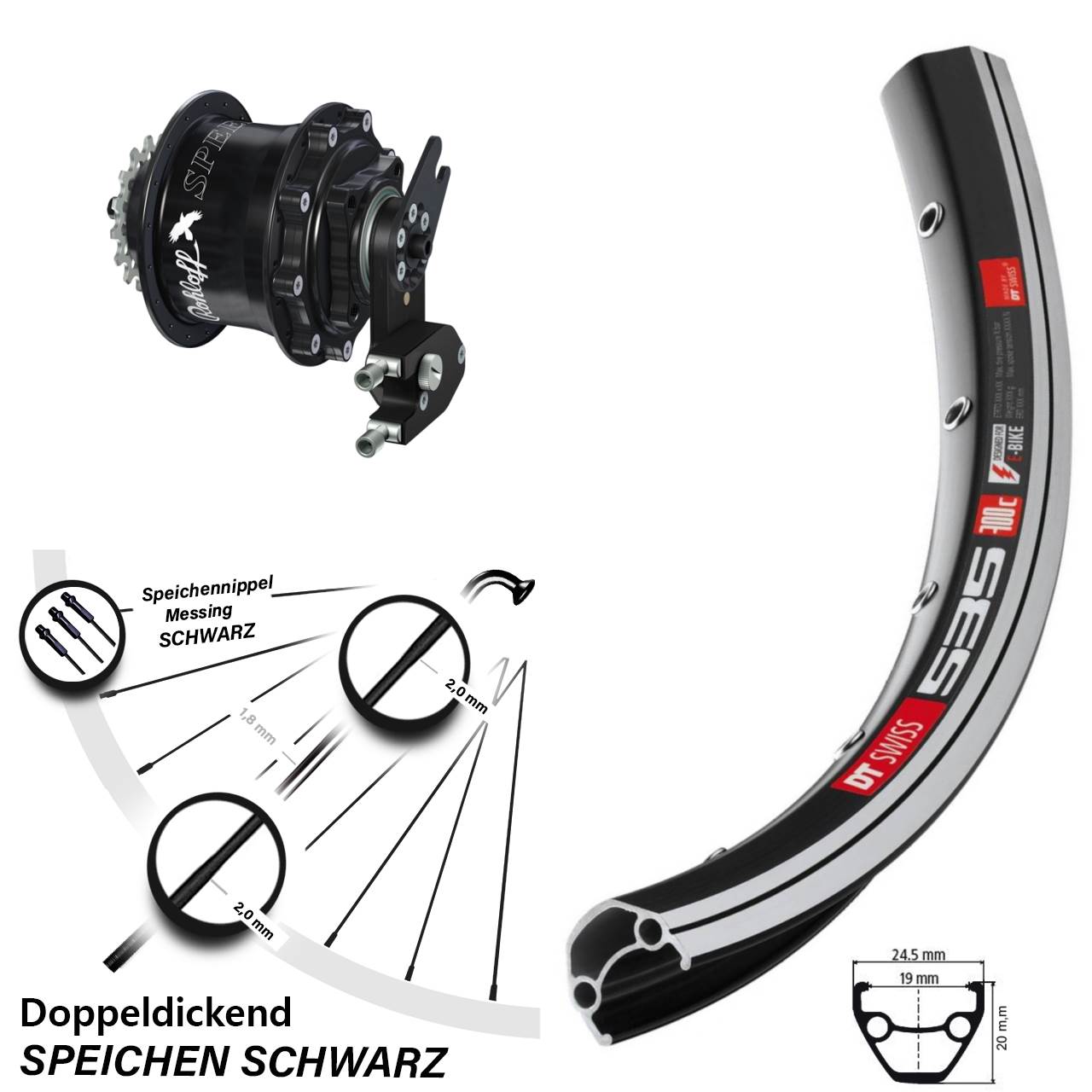 Rohloff Speedhub CC OEM2 DT Swiss 535 Hinteres Rad 28 Zoll