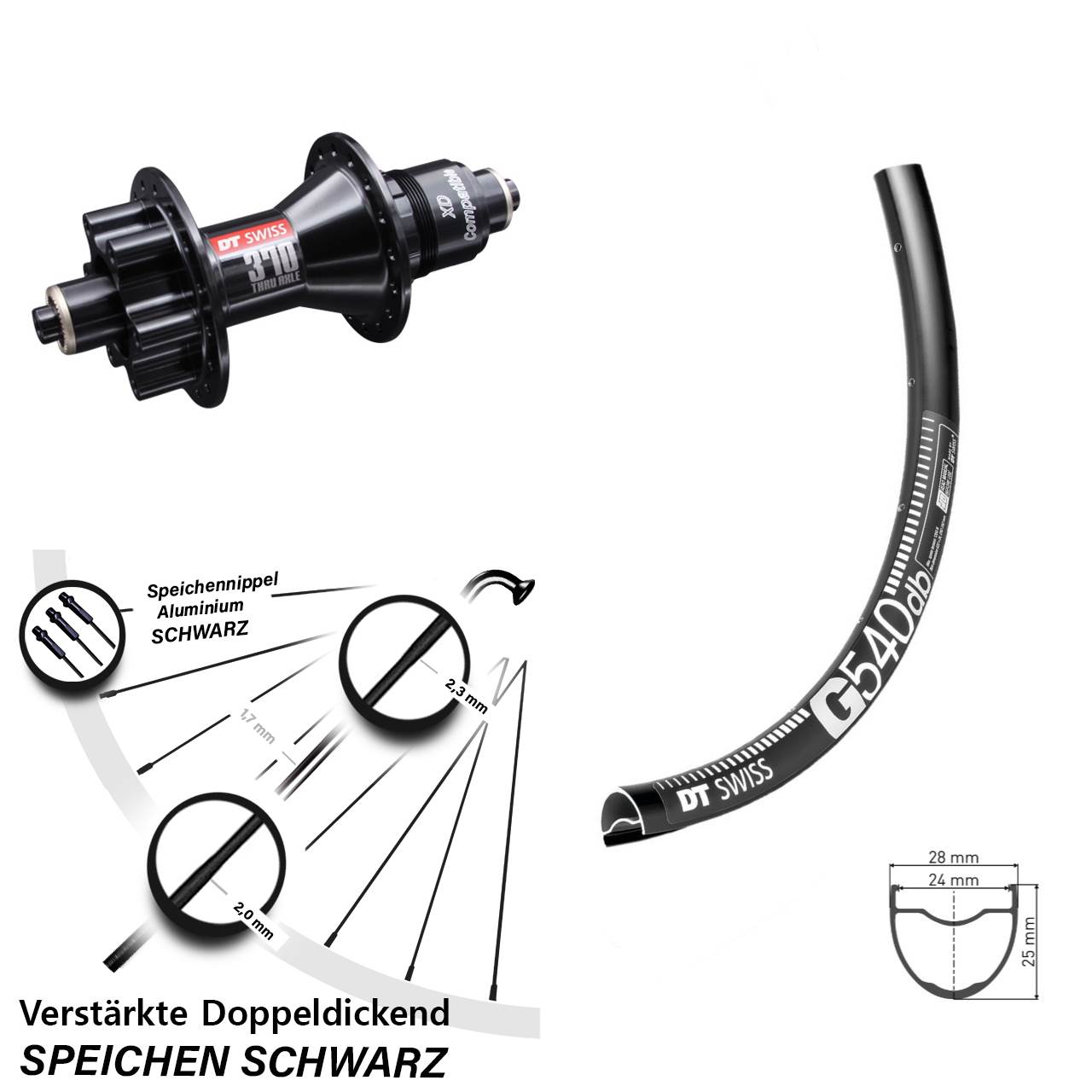 Hinterrad 6-Loch für Schnellspanner 29 Zoll DT Swiss G540-370 SRAM XD