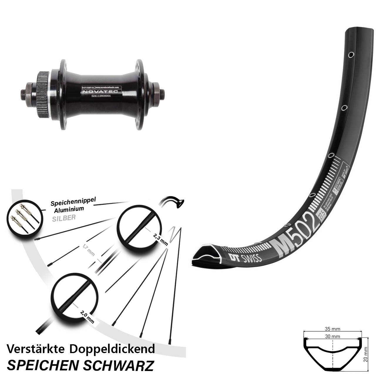 Disc Laufrad QR 29 Zoll DT Swiss M502 Novatec D471