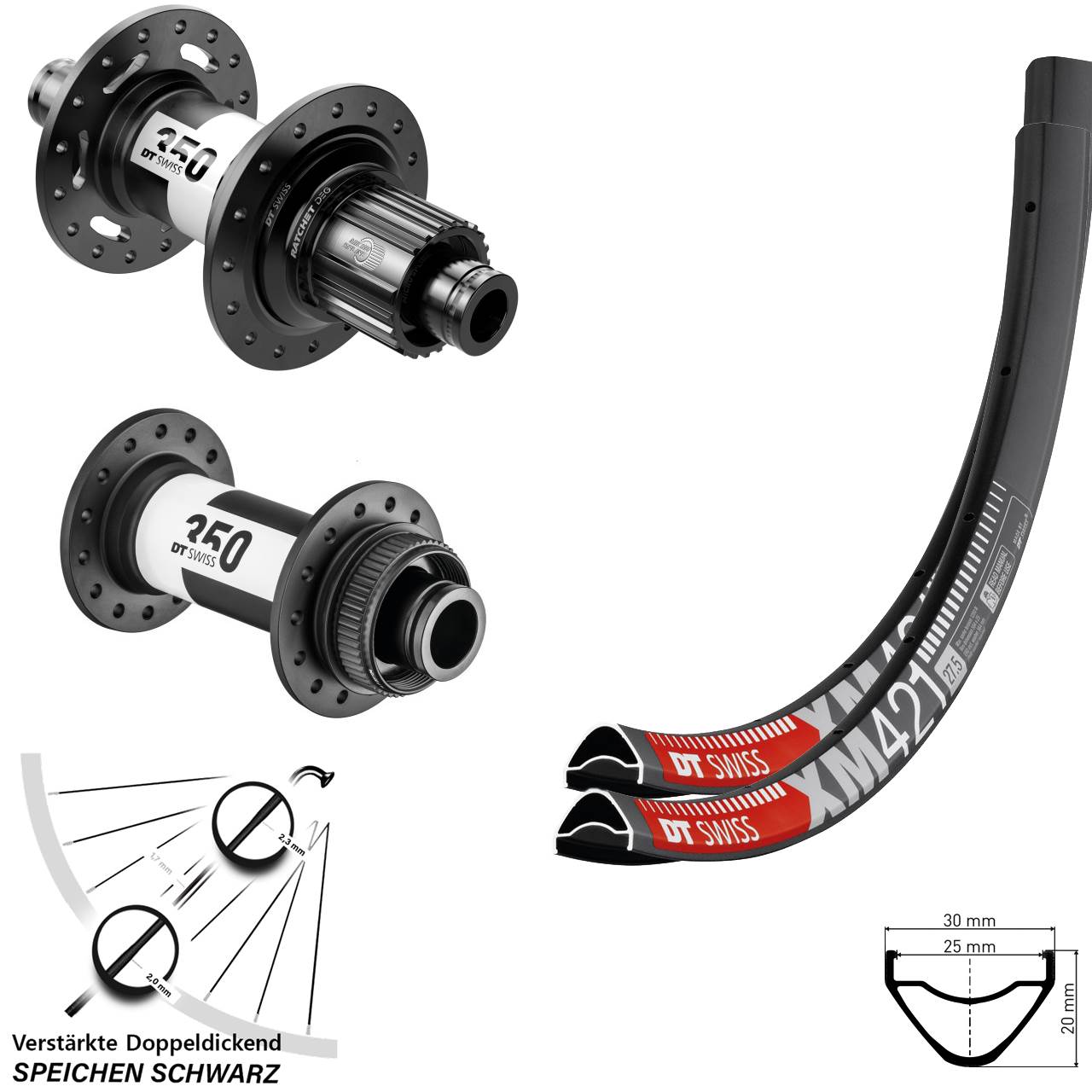 Centerlock Laufradsatz 29 Zoll DT Swiss XM421 350 DT Swiss DEG72 Micro Spline Boost