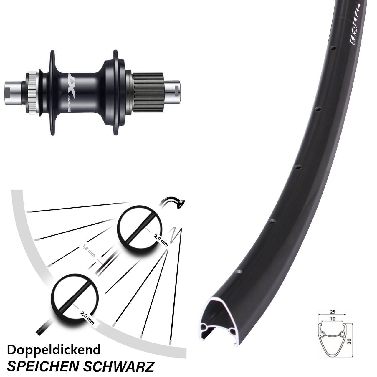 Disc Hinterrad 28 Zoll Gora Plus Shimano Deore XT FH-M8110 Micro Spline 12x142