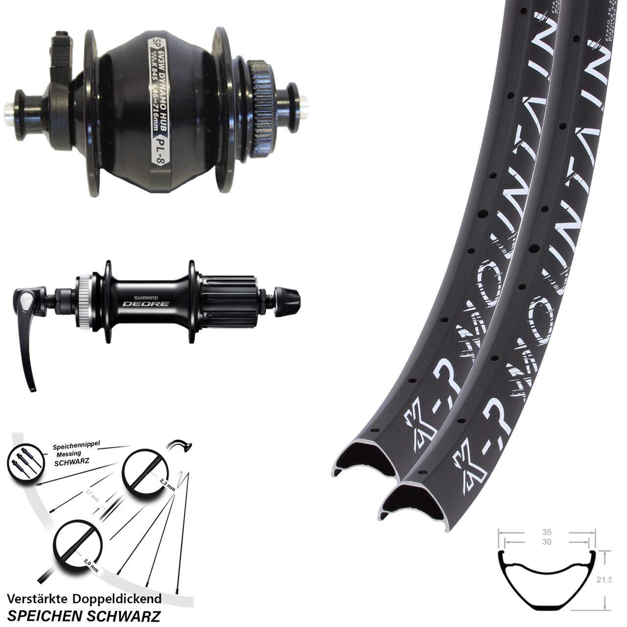 Disc Laufradsatz 27,5/29 Zoll KX-R Mountain QR Shimano FH-M6000 SP PL-8 8-11 fach