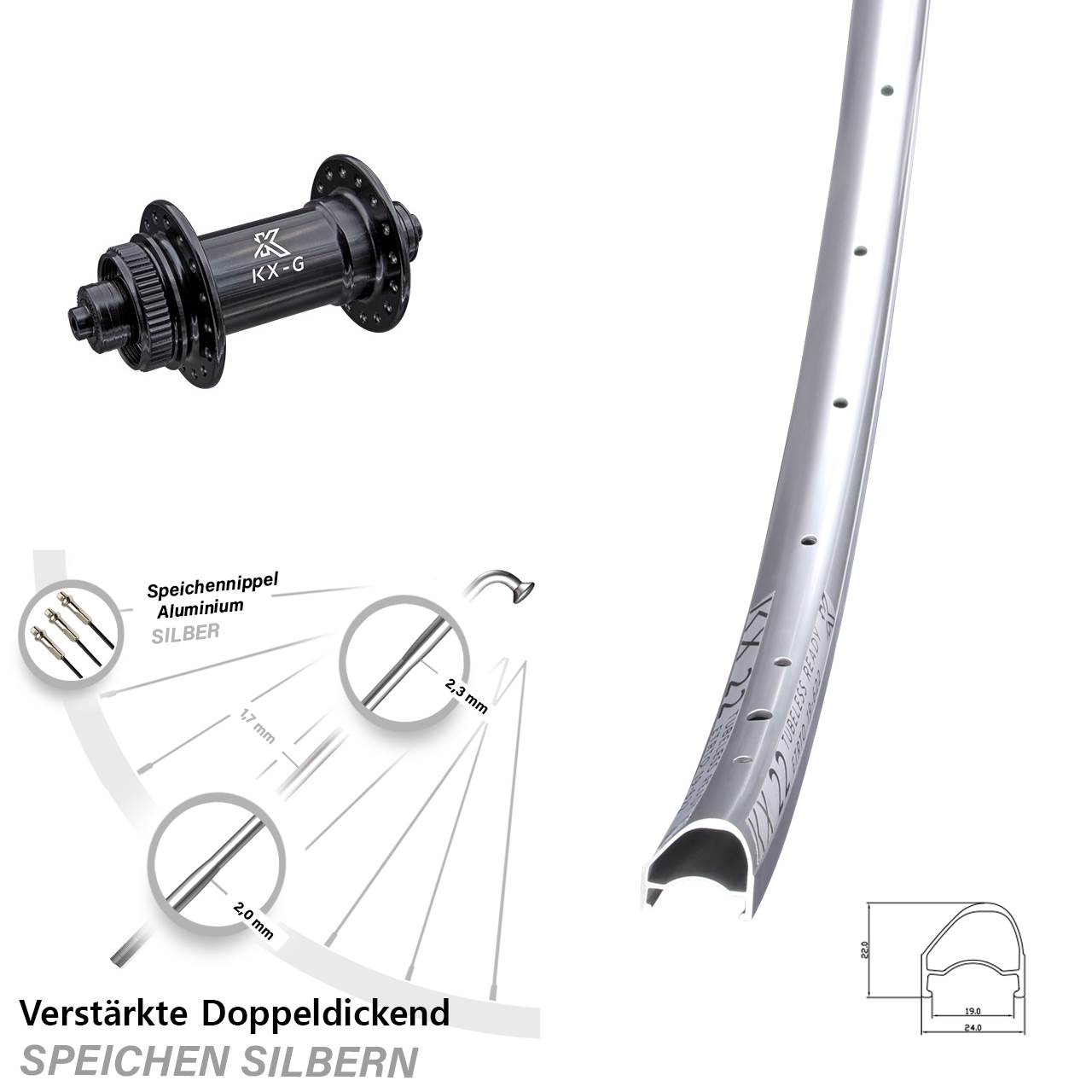 KX-G 22 28 Zoll Disc Vorderrad QR