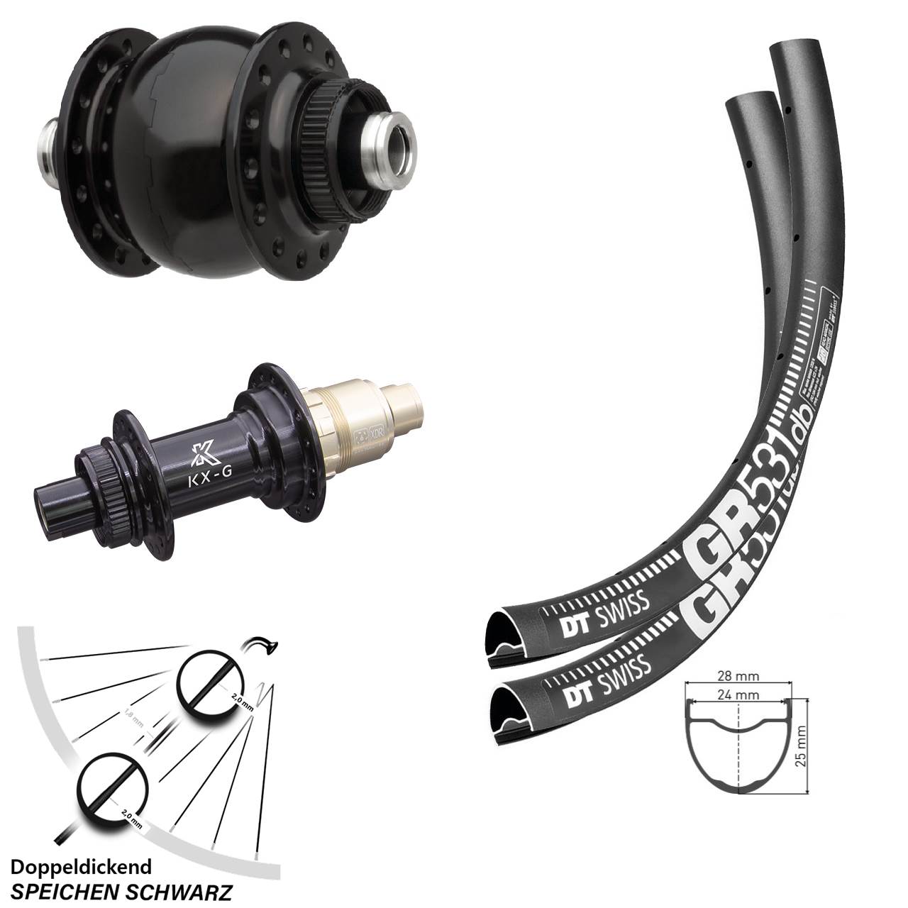 28-29 Zoll DT Swiss GR 531 KX-G SONdelux Laufradsatz Centerlock 12x100/142 XDR