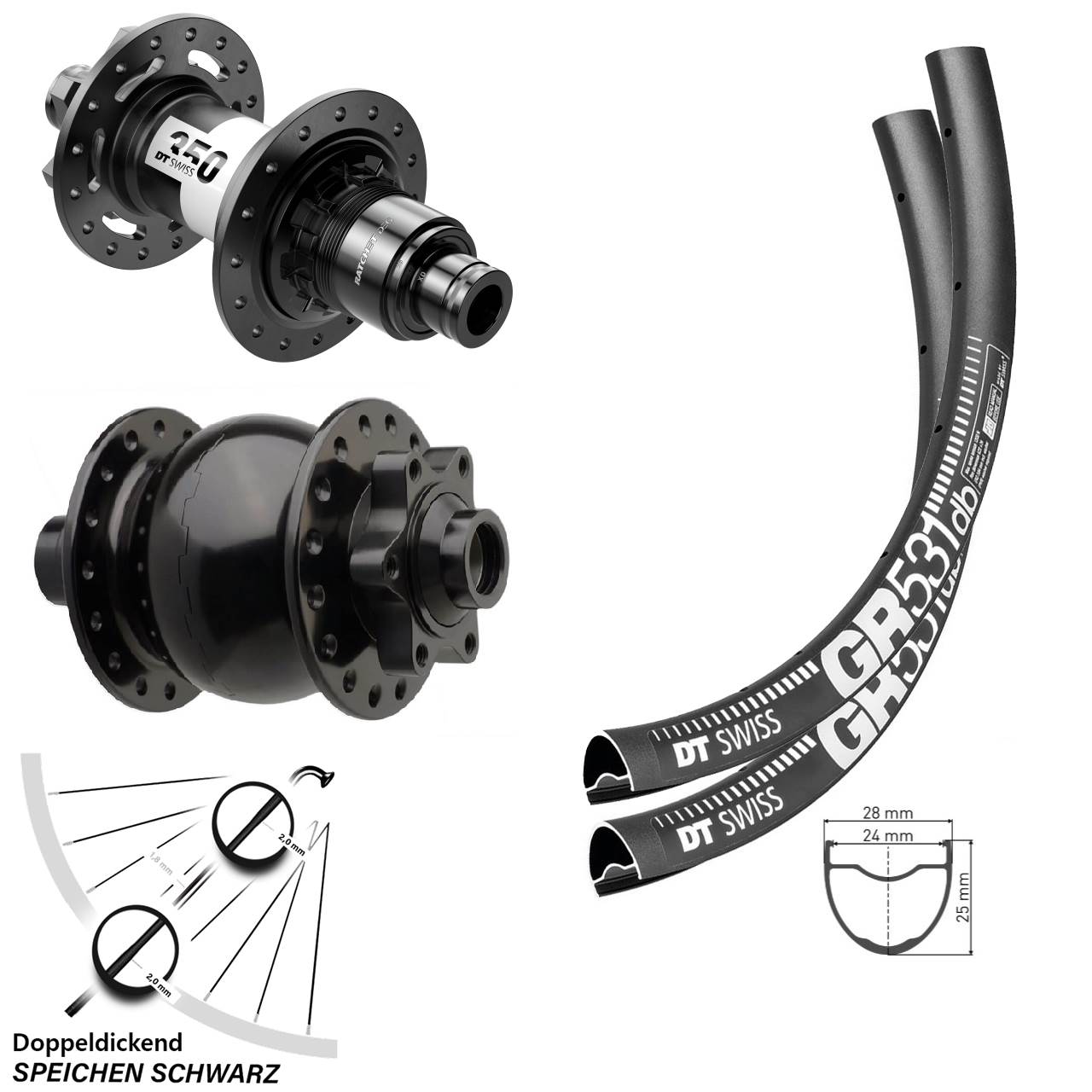 Disc Laufradsatz 27,5 Zoll DT Swiss GR 531 350 DEG 72 SON 28 XD 15x110 12x148