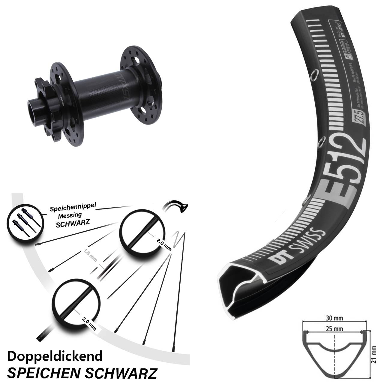 6-Loch Vorderrad 27,5 Zoll DT Swiss E512 Bear Pawls 15x110 Boost