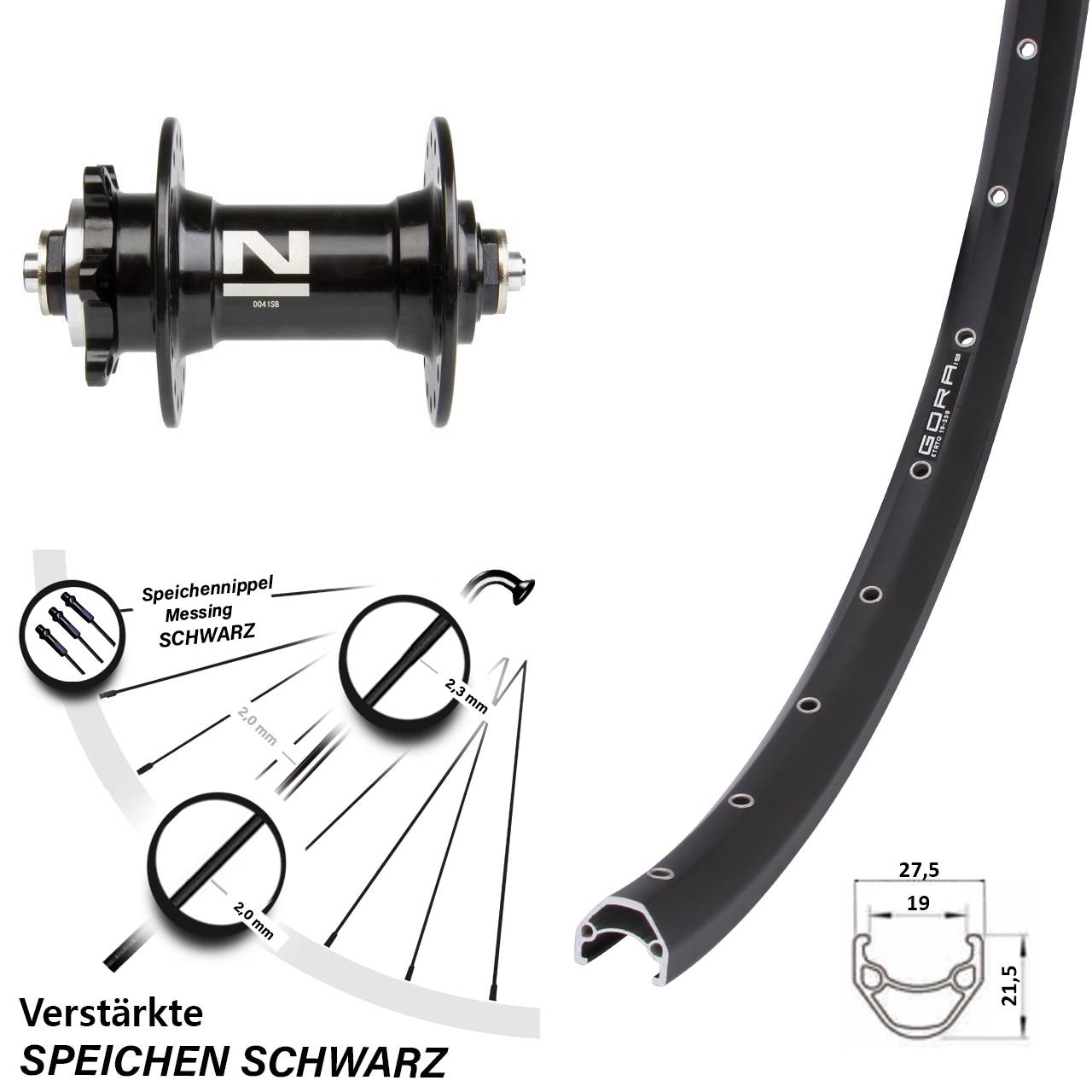 28 Zoll Gora 19 Novatec D-041 Vorderrad 6-Loch QR