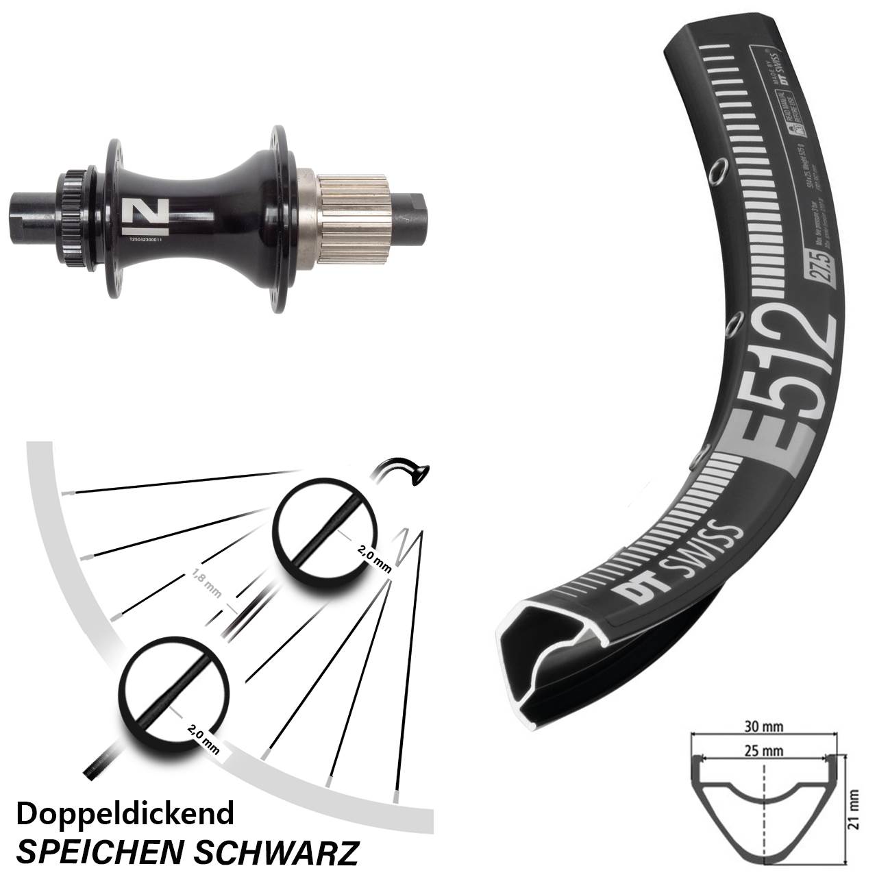 Disc Hinterrad 29 Zoll DT Swiss E512 Novatec D462 Shimano Micro Spline 12x148