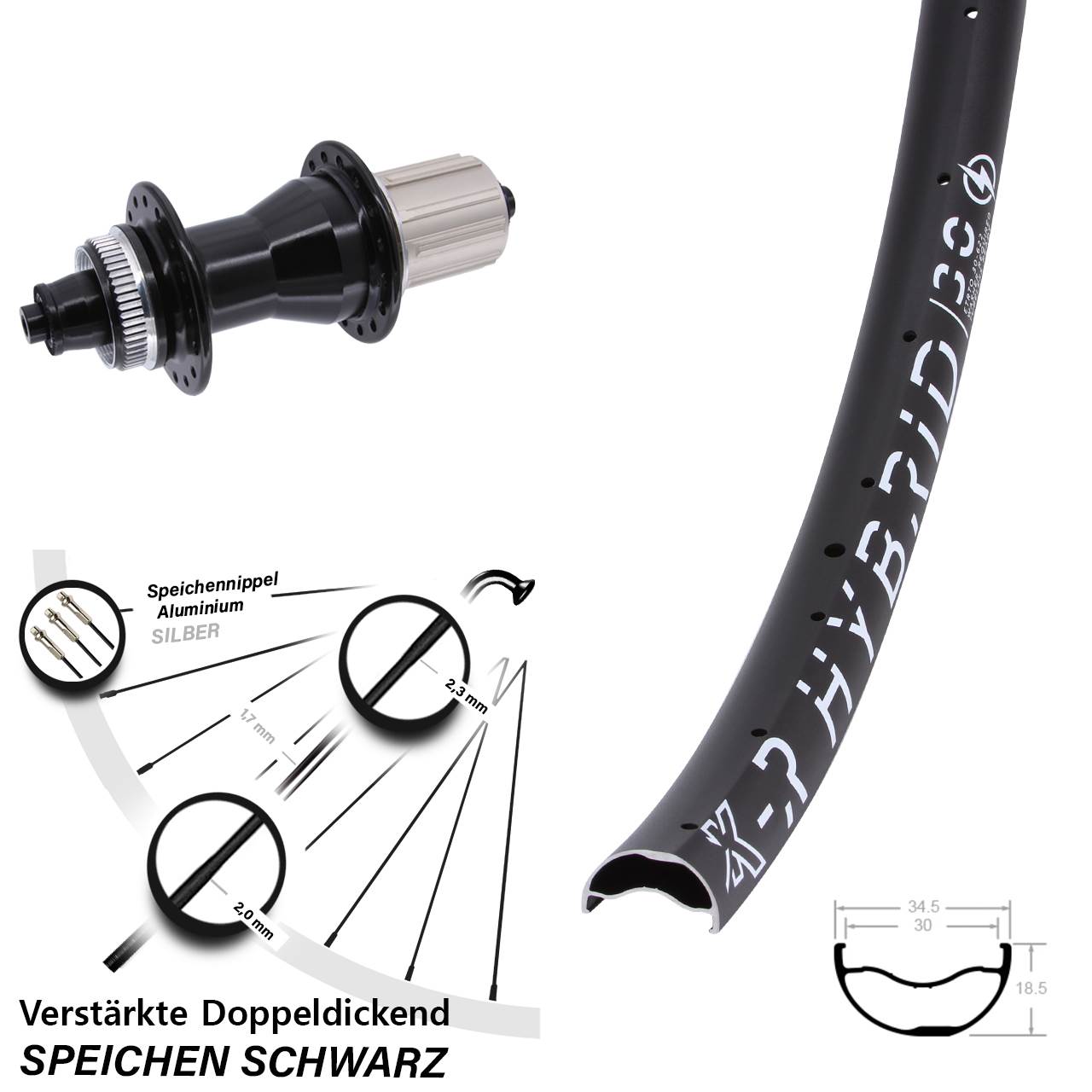 Hinterrad Centerlock 29 Zoll KX-R Hybrid 30 Novatec CL135 8-12 fach QR