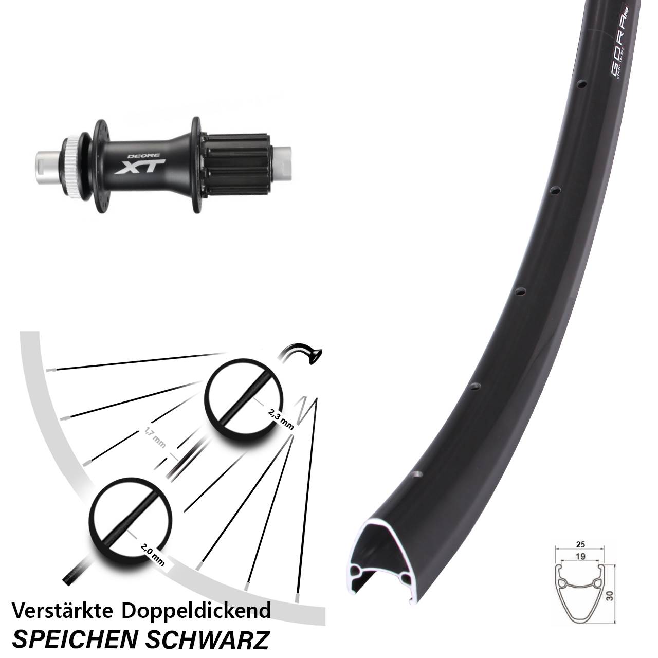 Hinterrad Centerlock 28 Zoll Gora Plus Shimano XT FH-M788 8-11 fach HG 12x142