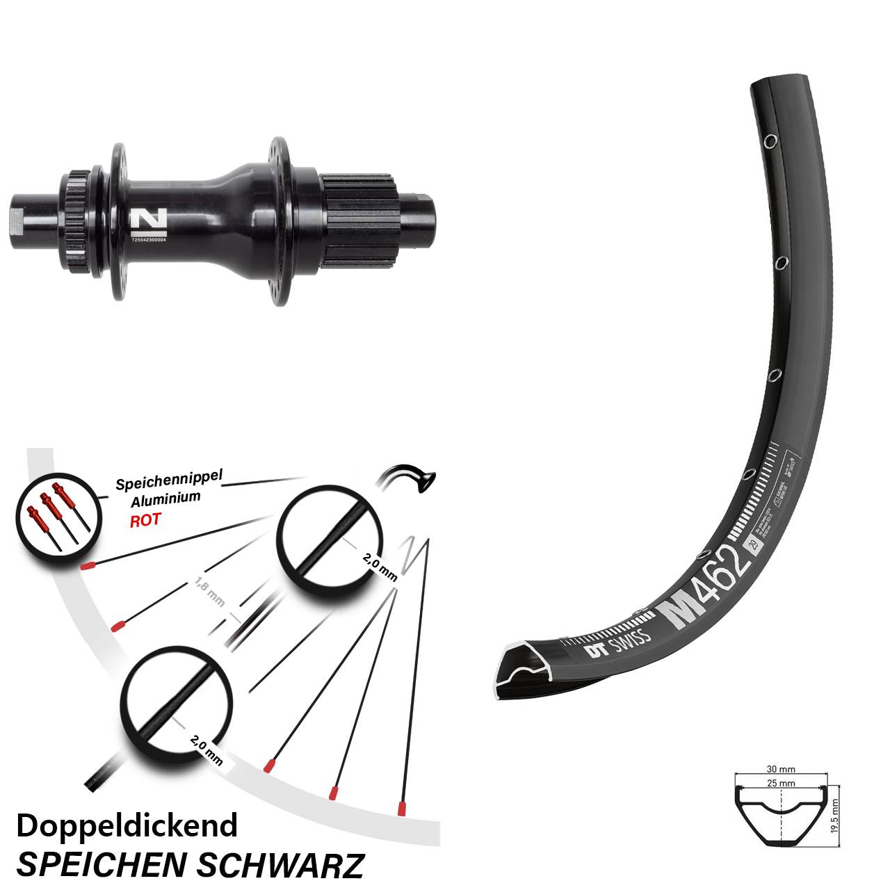 Disc Laufrad 12x142 650B DT Swiss M462 Novatec D792 Shimano Micro Spline