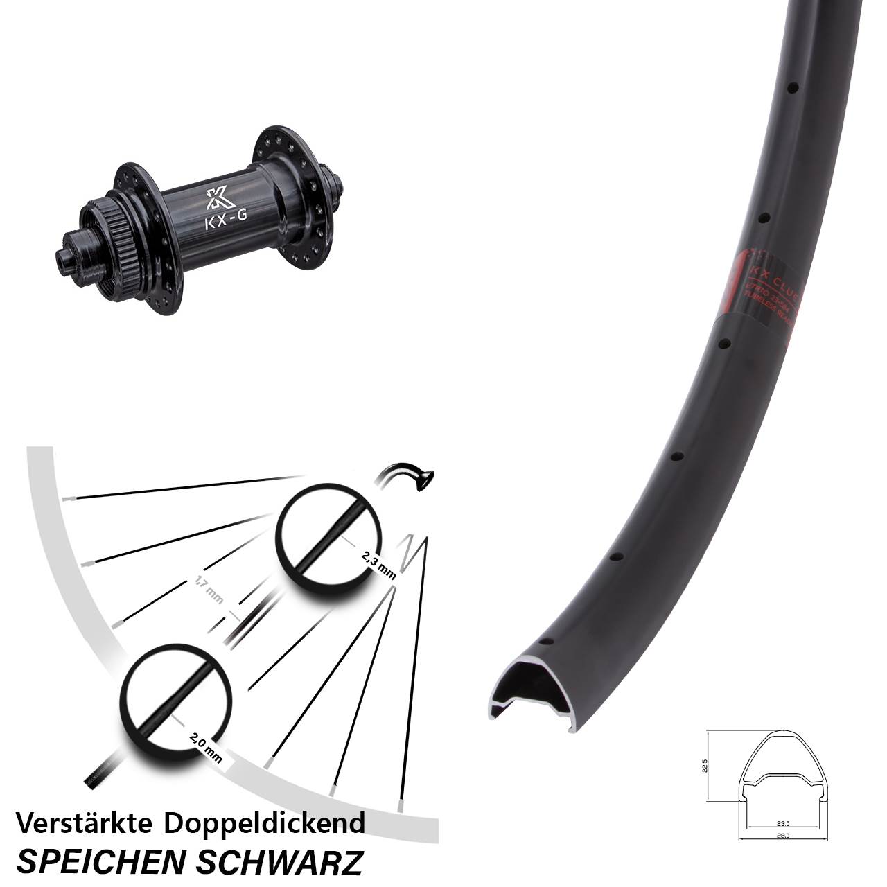 28-29 Zoll KX-G Clue Centerlock Vorderrad für Schnellspanner