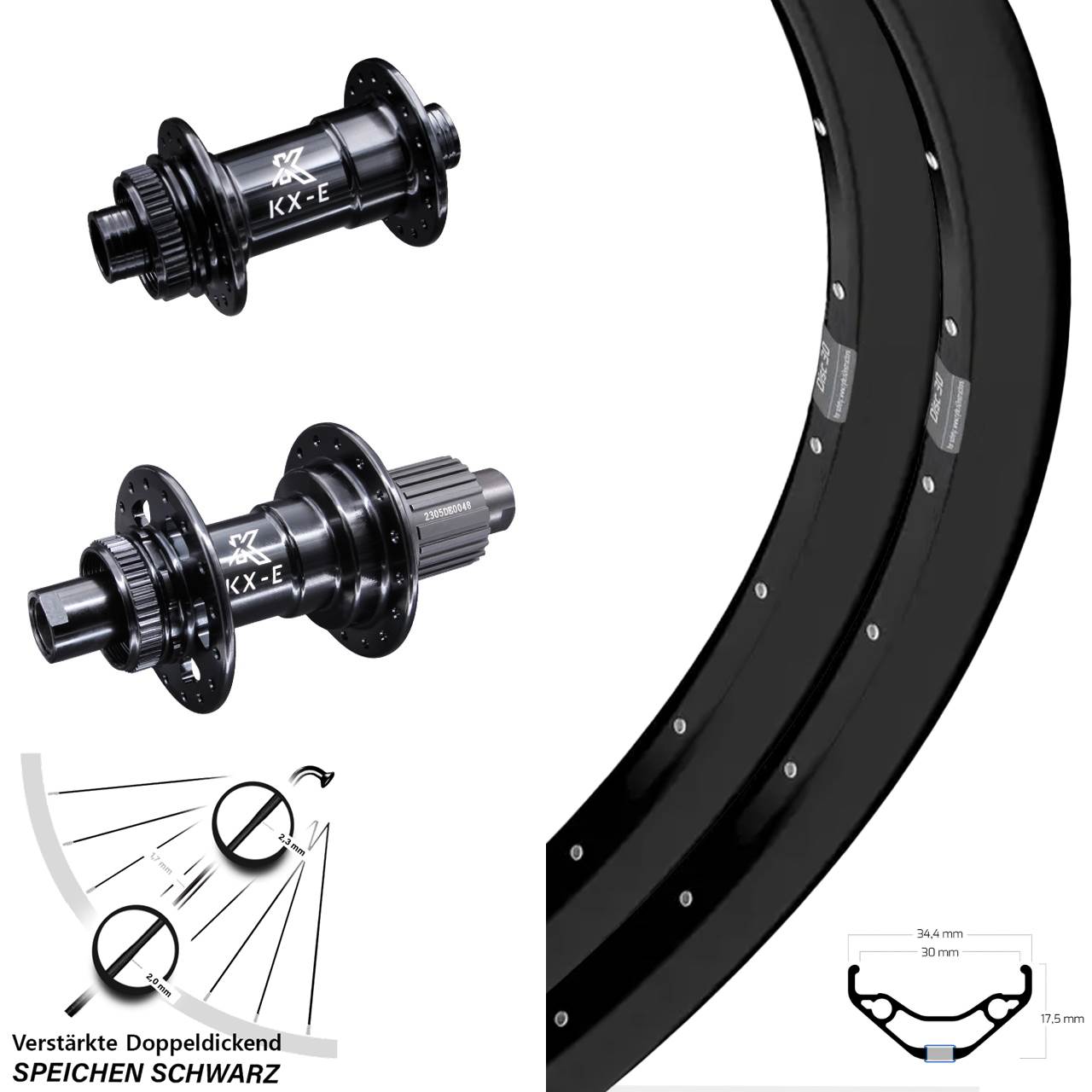 Disc Laufradsatz 27,5 Zoll Ryde Disc 30 KX-E Heavy Duty Micro Spline 15x100 12x142