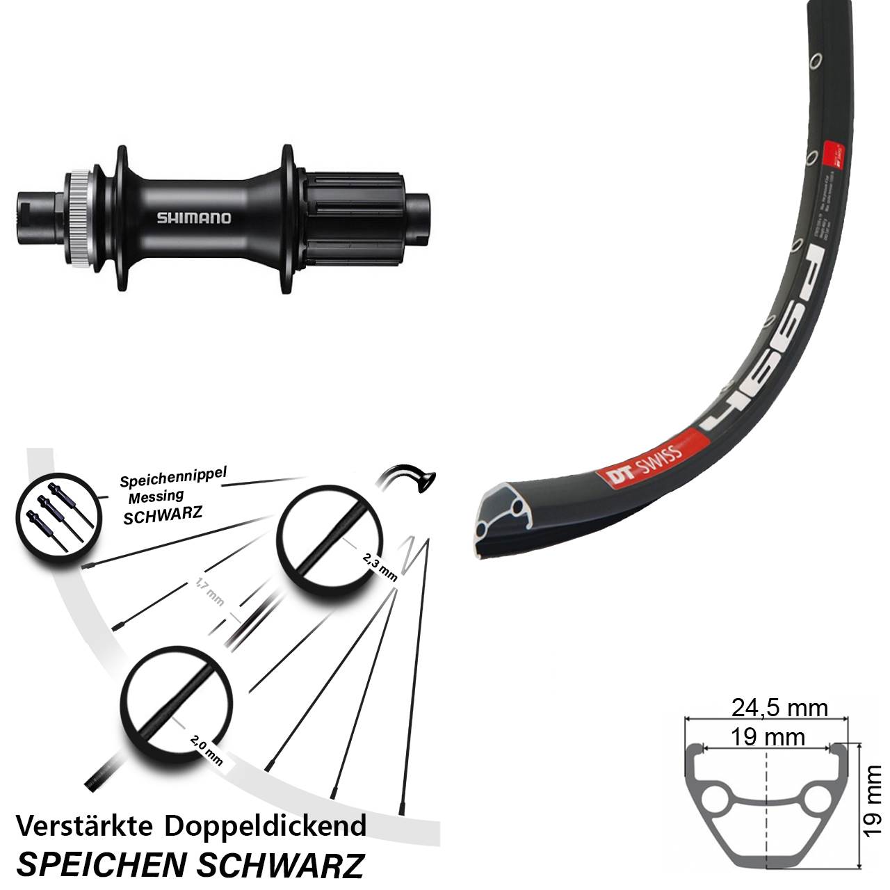 Disc Laufrad 28 Zoll DT Swiss 466d Shimano FH-MT400 8-11 fach HG 12x142