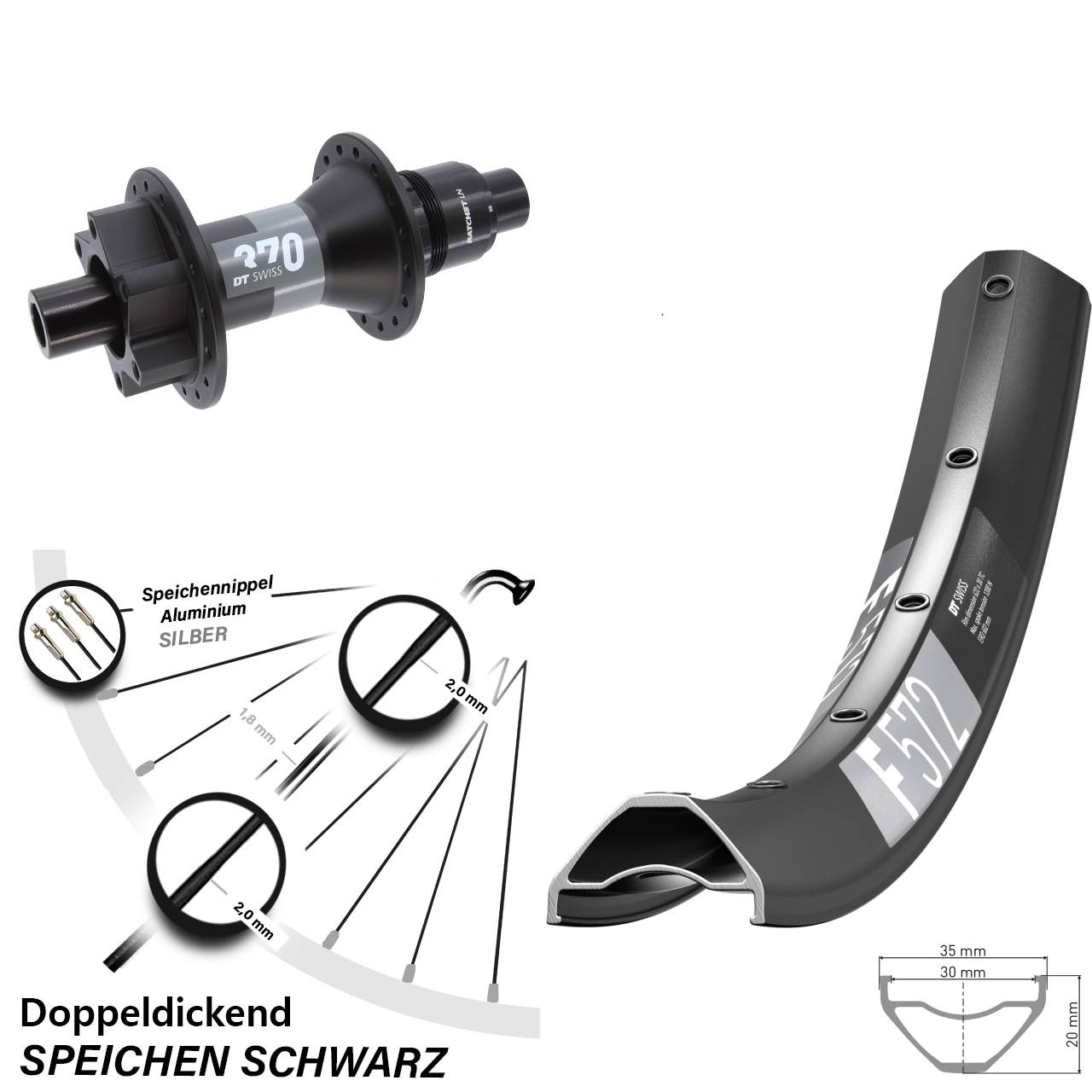 Hinterrad 27,5 Zoll DT Swiss F572 370 6-Loch XD 12x148