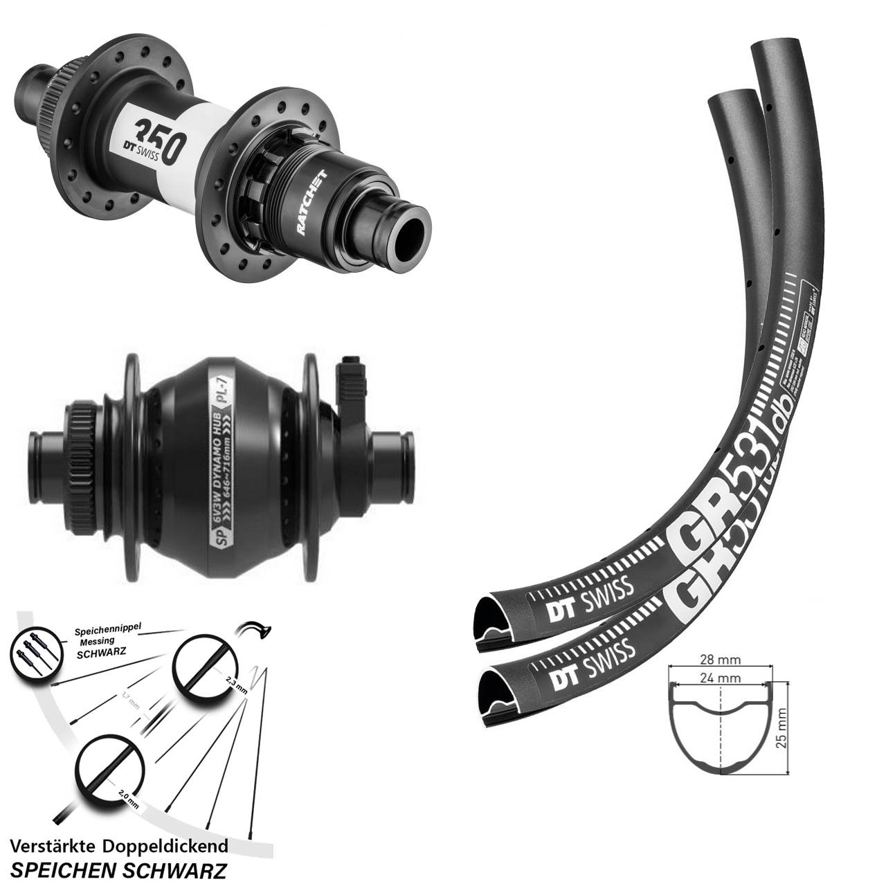 DT Swiss GR531 350 Ratchet 36 Shutter PL-7 29 Zoll Disc Laufradsatz 12x100/142 XDR