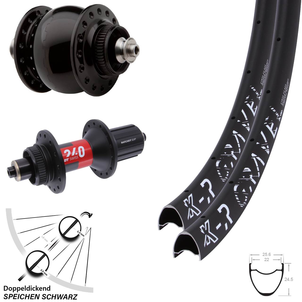 Centerlock Laufradsatz 28-29 Zoll KX-R Gravel DT Swiss 240 SON 28 11-12 fach HG QR