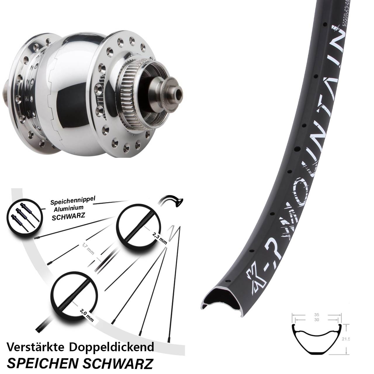 Vorderrad 29 Zoll KX-R Mountain SON 28 Dynamo für Schnellspanner