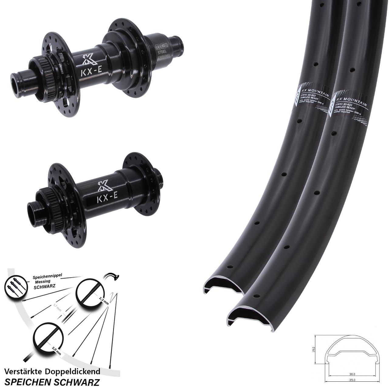 KX-E Mountain TR Heavy Duty 29 Zoll Laufrad-Satz 15x110 12x148 Boost XD 11-12 fach