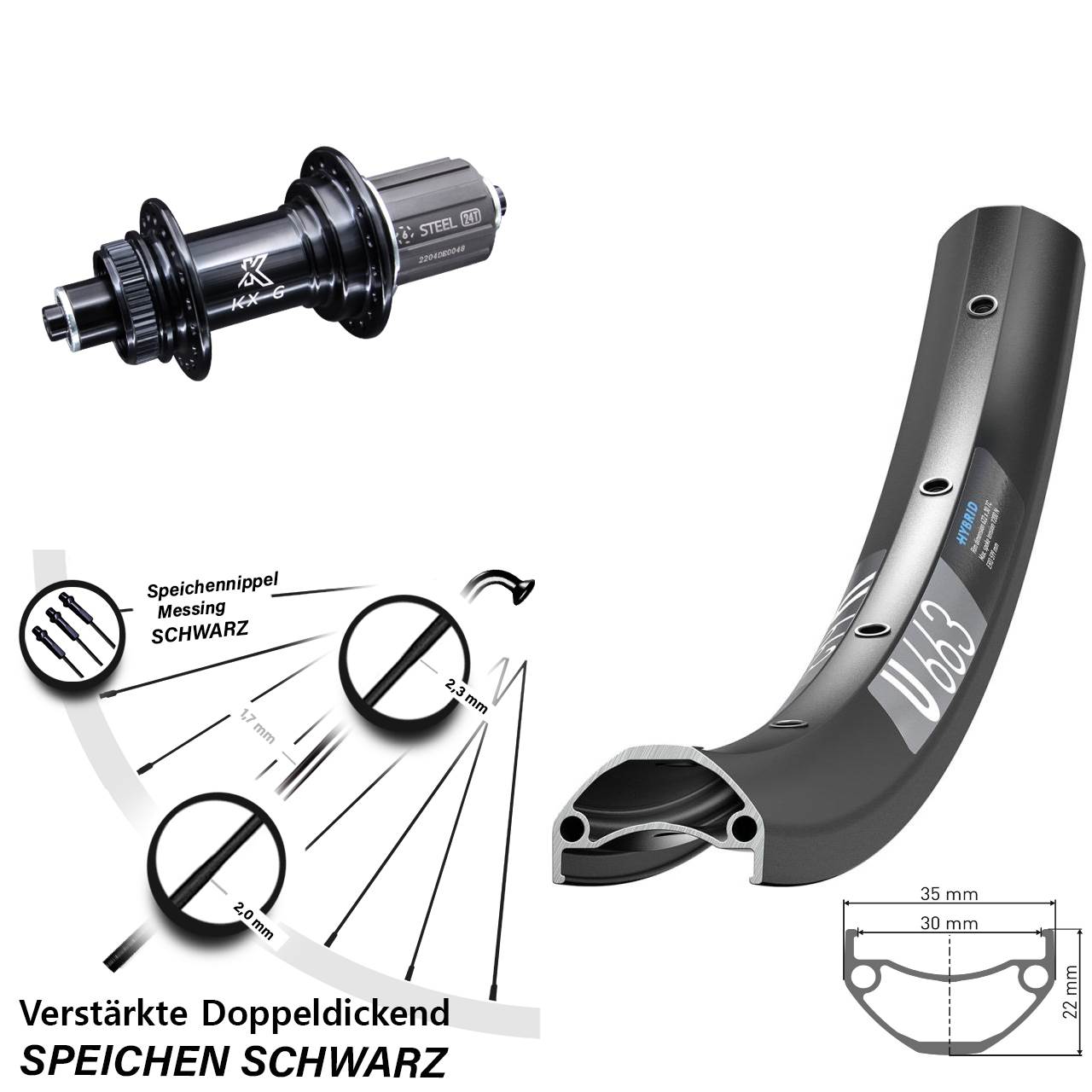 DT Swiss U 663 KX-GS Disc 29 Zoll Laufrad für Schnellspanner 8-12 fach