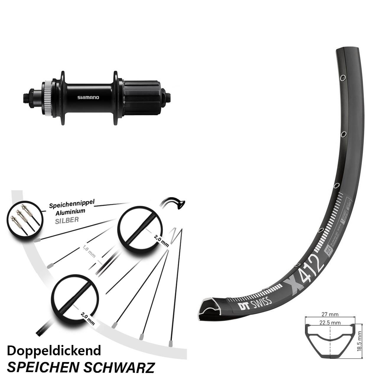 29 Zoll Hinterrad DT Swiss X 412 Shimano QC400