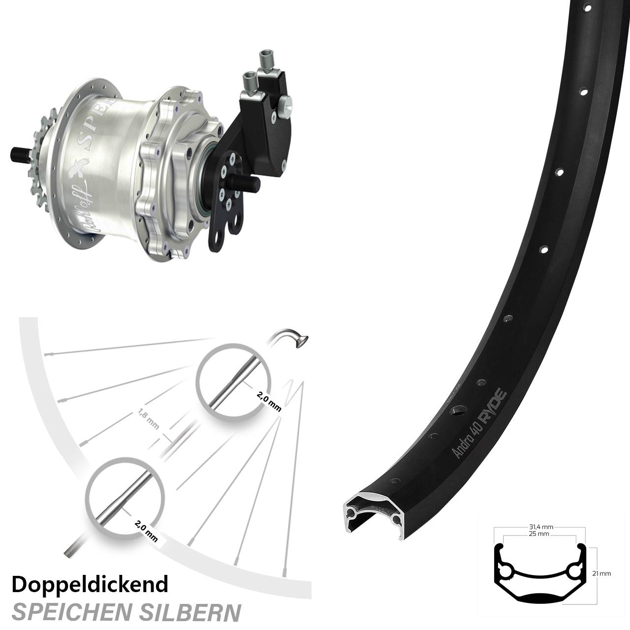 27,5 Zoll Ryde Andra 40 Rohloff 500/14 TS DB Tandem