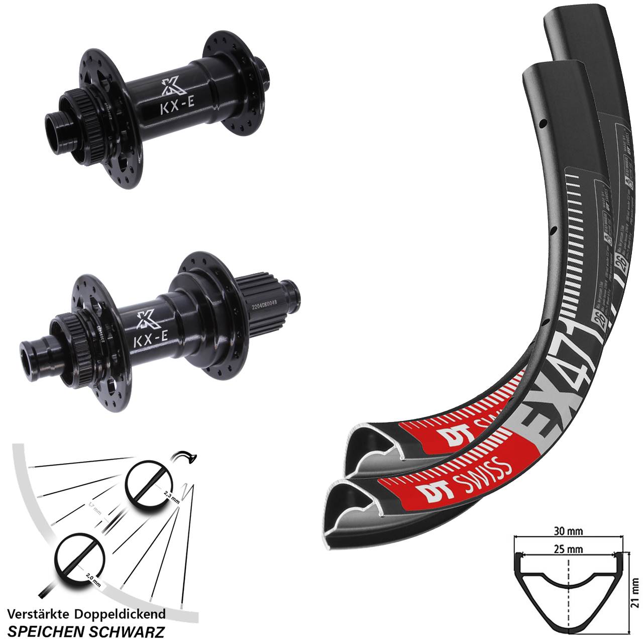 Disc Laufradsatz 15x110 12x148 27,5 Zoll DT Swiss EX 471 KX-E Heavy Duty Micro Spline
