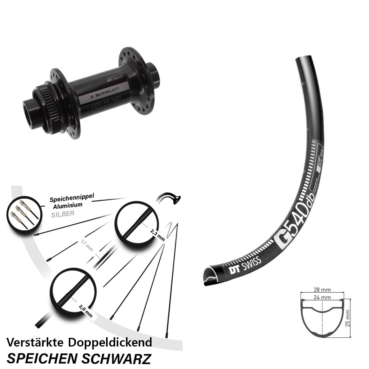 Disc Laufrad 650B DT Swiss G 540-370 12x100