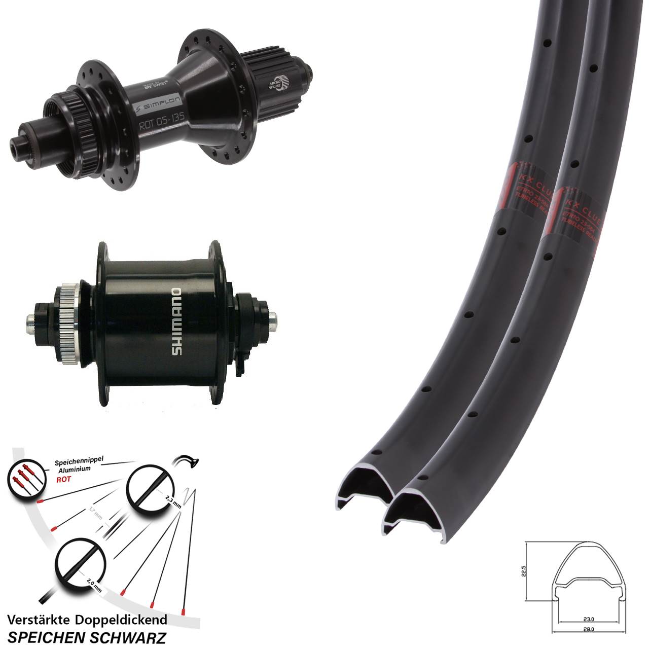 Laufradsatz CL QR 28 Zoll KX Clue DT Swiss 370 Hybrid Shimano DH-UR700 Micro Spline