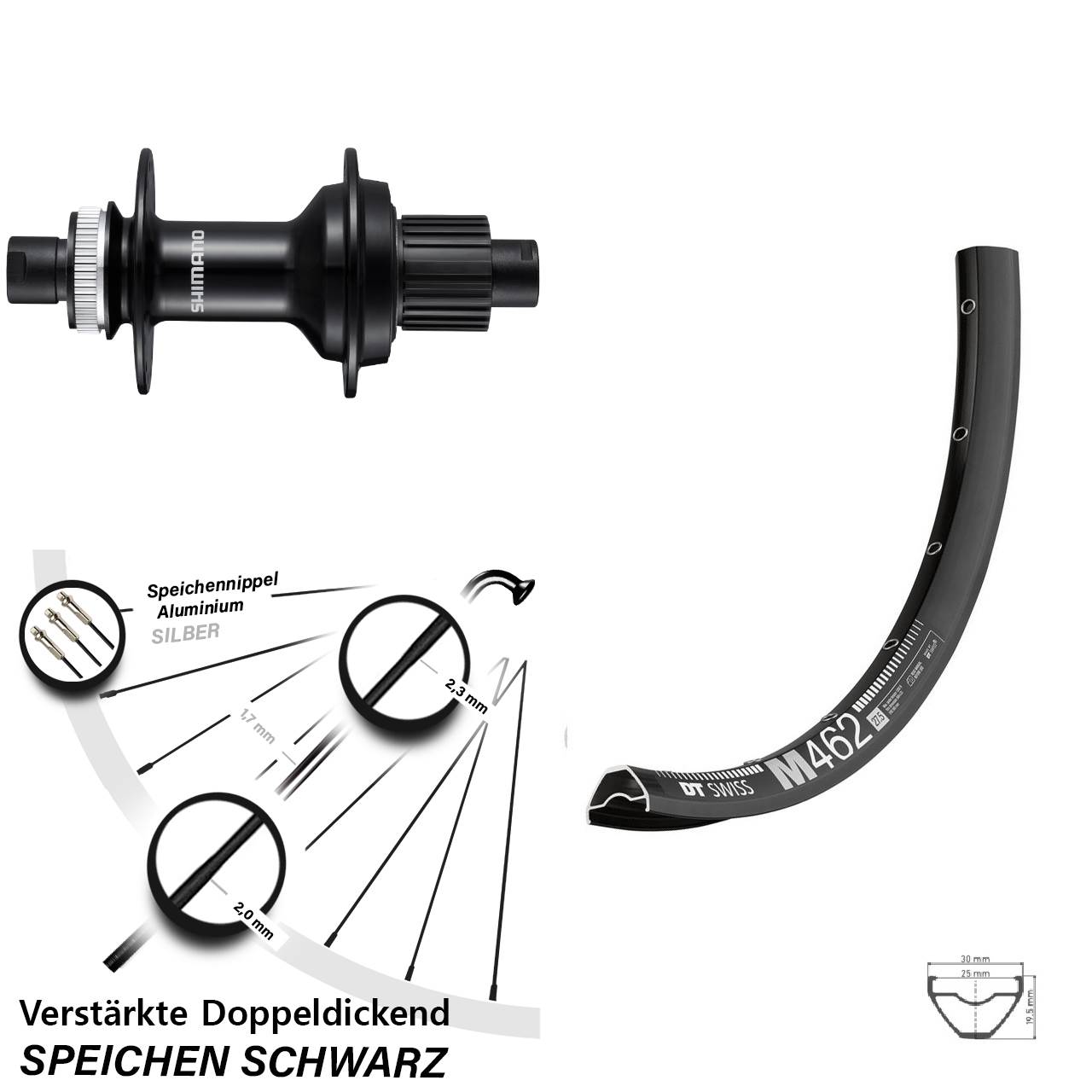 27,5 Zoll DT Swiss M462 Shimano FH-MT510B Boost Hinterrad 12x148 Micro Spline