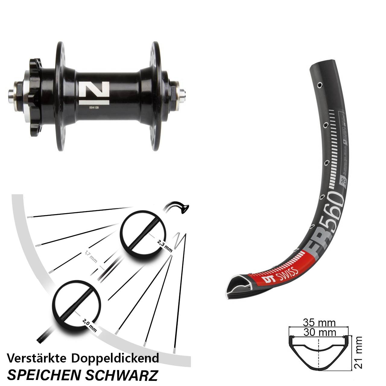 DT Swiss FR 560 Novatec D041 26 Zoll Disc Vorderrad QR