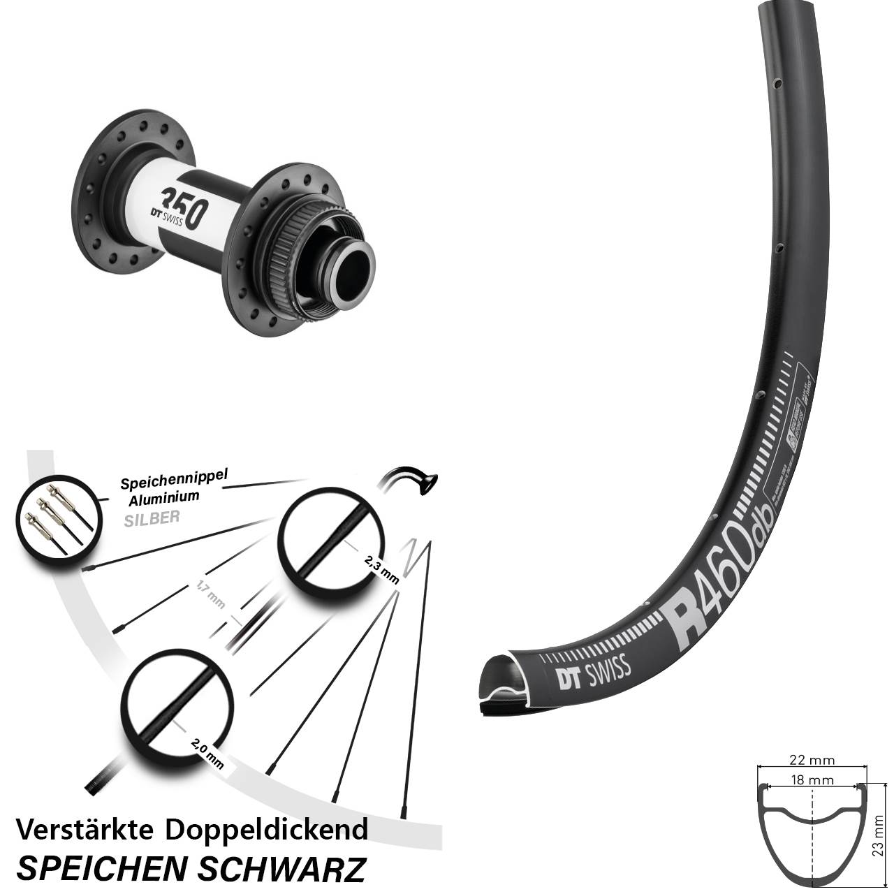 Disc Vorderrad 28 Zoll DT Swiss R 460-350 15x100