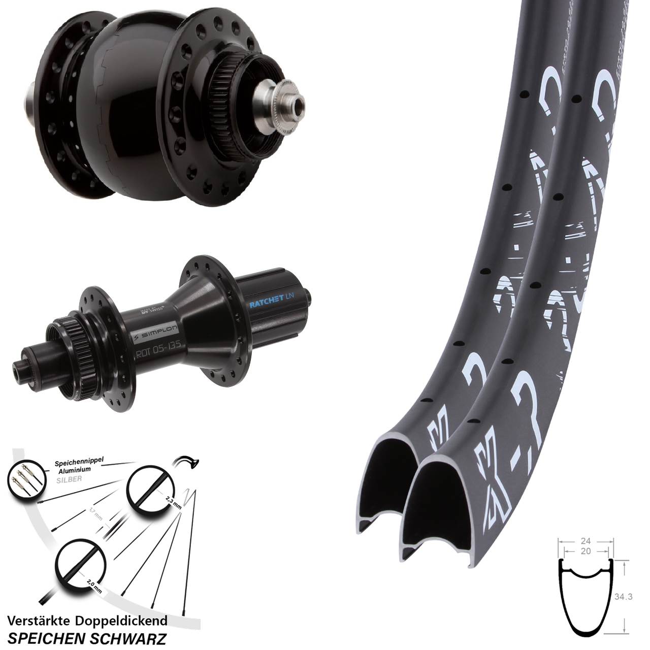 KX-R Road DT Swiss 370 Hybrid SONdelux 28-29 Zoll Disc Laufradsatz QR 8-11 fach HG