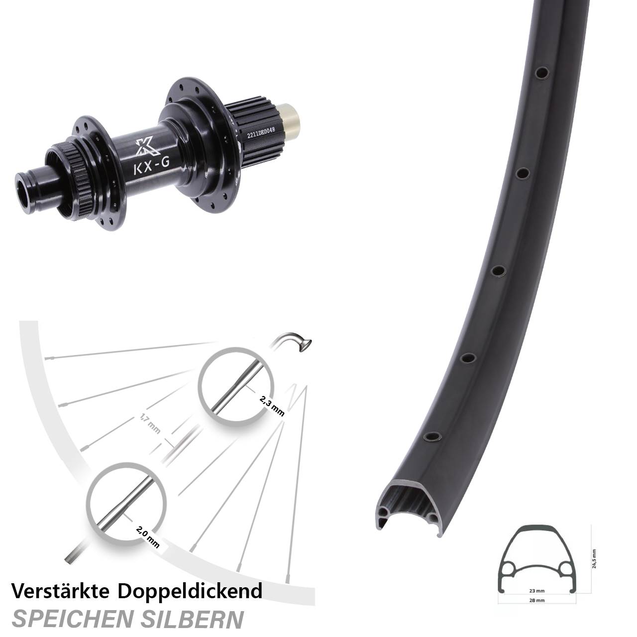 29 Zoll Ambrosio Sport KX-G Hinterrad Centerlock 12x142 Shimano Micro Spline