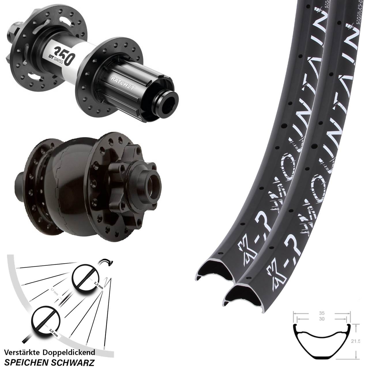 KX-R Mountain DT Swiss 350 SON 28 29 Zoll Disc Laufrad-Satz 15x100 12x142 8-11 fach