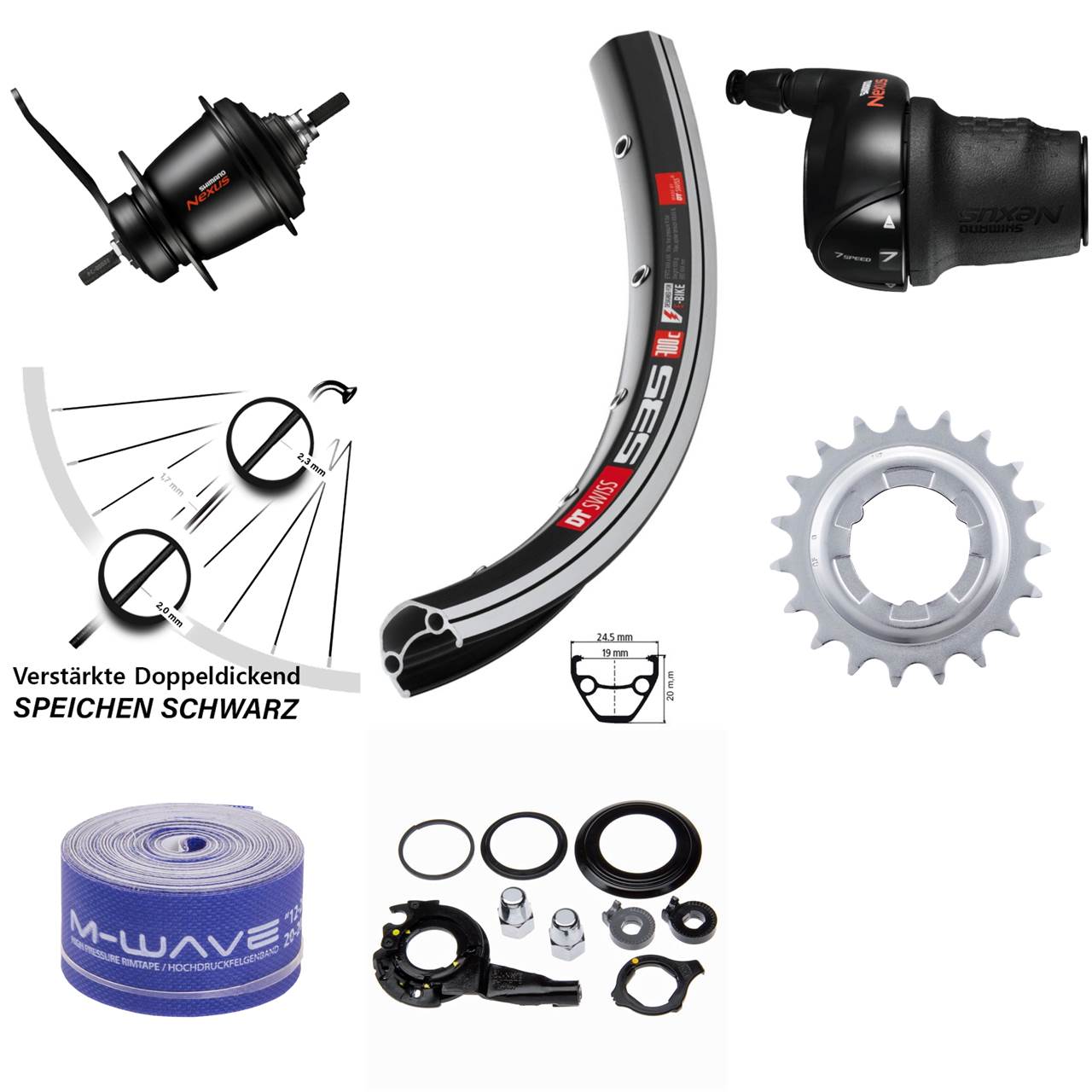 28 Zoll Hinterrad Shimano Nexus SG-C3001 7 Gang Rücktritt DT Swiss 535 schwarz
