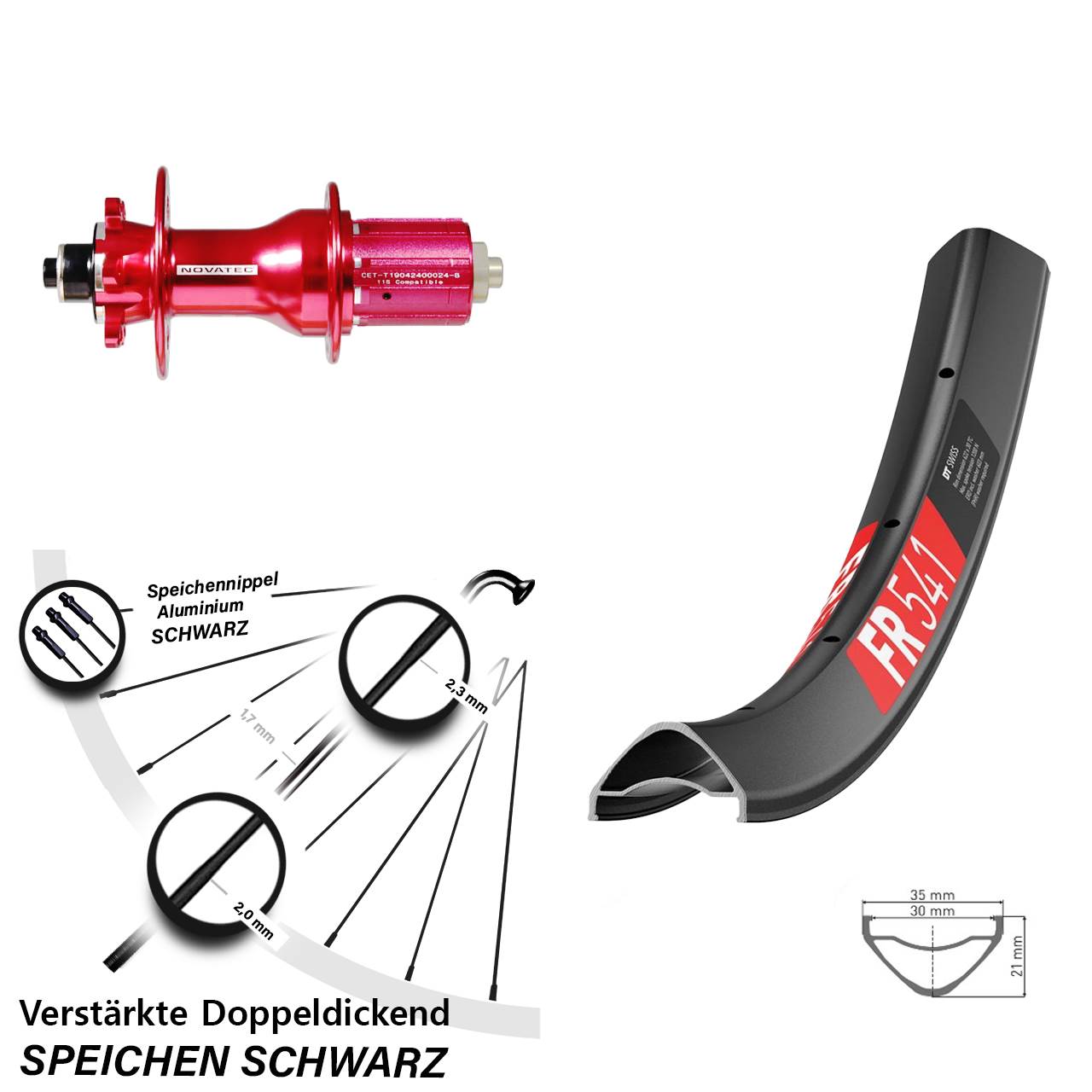 DT Swiss FR 541 Novatec D792SB 29 Zoll Disc Hinterrad für Schnellspanner 8-12 fach HG