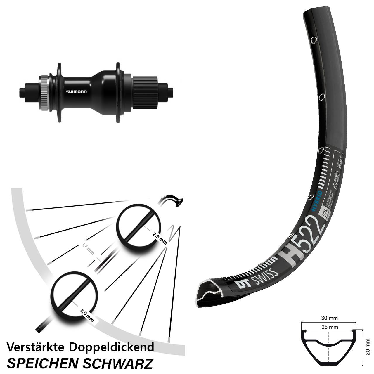Disc Laufrad 28-29 Zoll DT Swiss H522 Shimano FH-QC500-MS Micro Spline QR