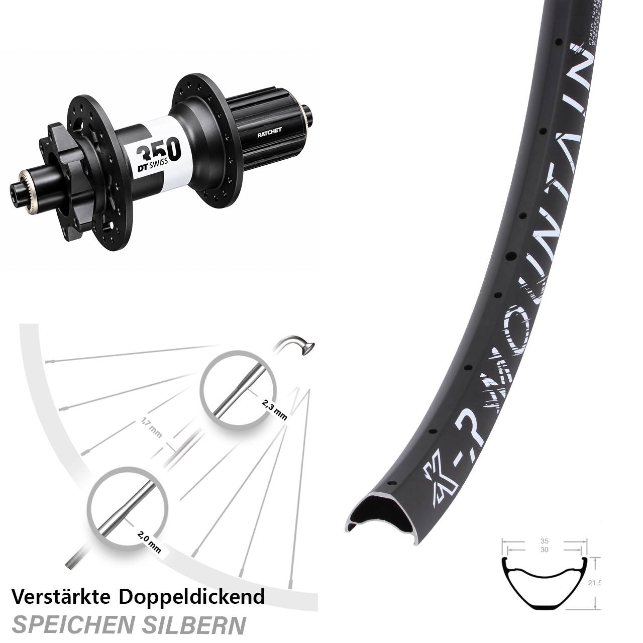 Disc Vorderrad für Schnellspanner 29 Zoll KX-R Mountain DT Swiss 350