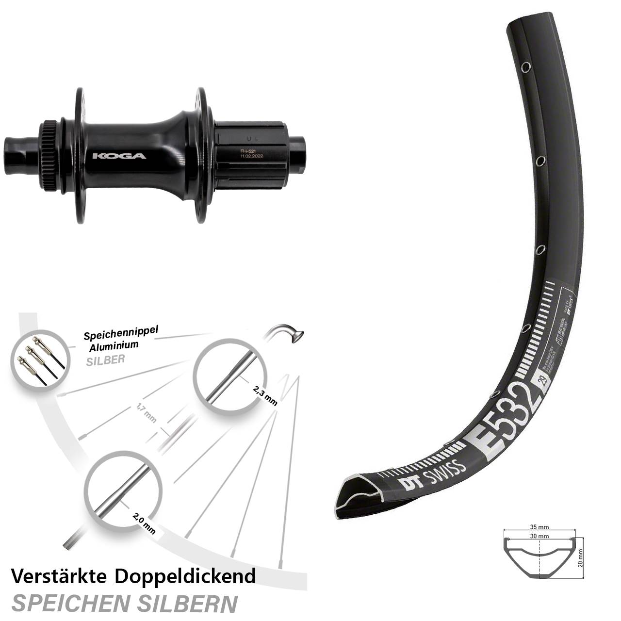 Centerlock Hinterrad 12x148 29 Zoll DT Swiss E532 Formula ECT-148S 8-11 fach