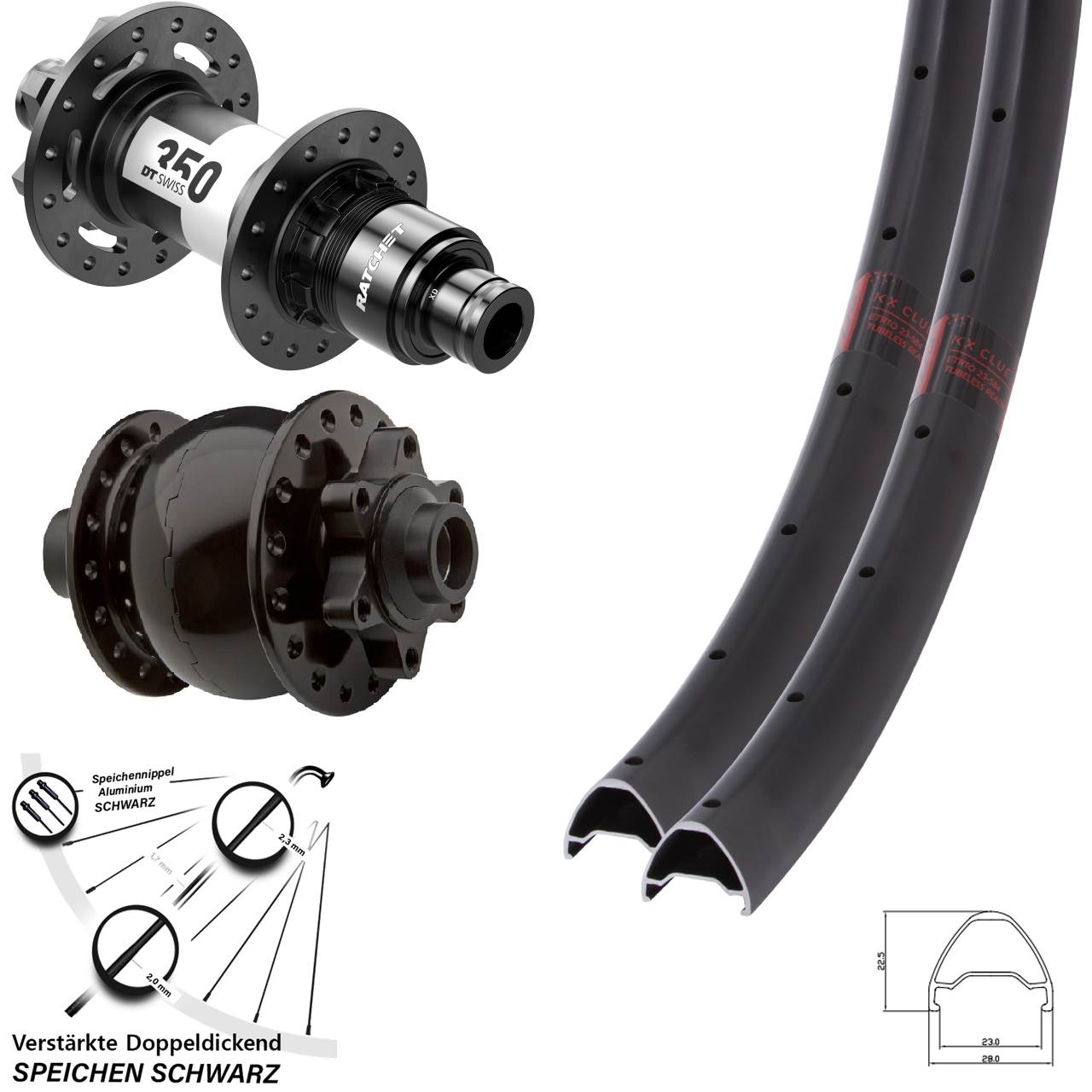 6-Loch Laufradsatz 15x100 12x142 27,5 Zoll KX Clue DT Swiss 350 SON 28 XD 11-12 fach