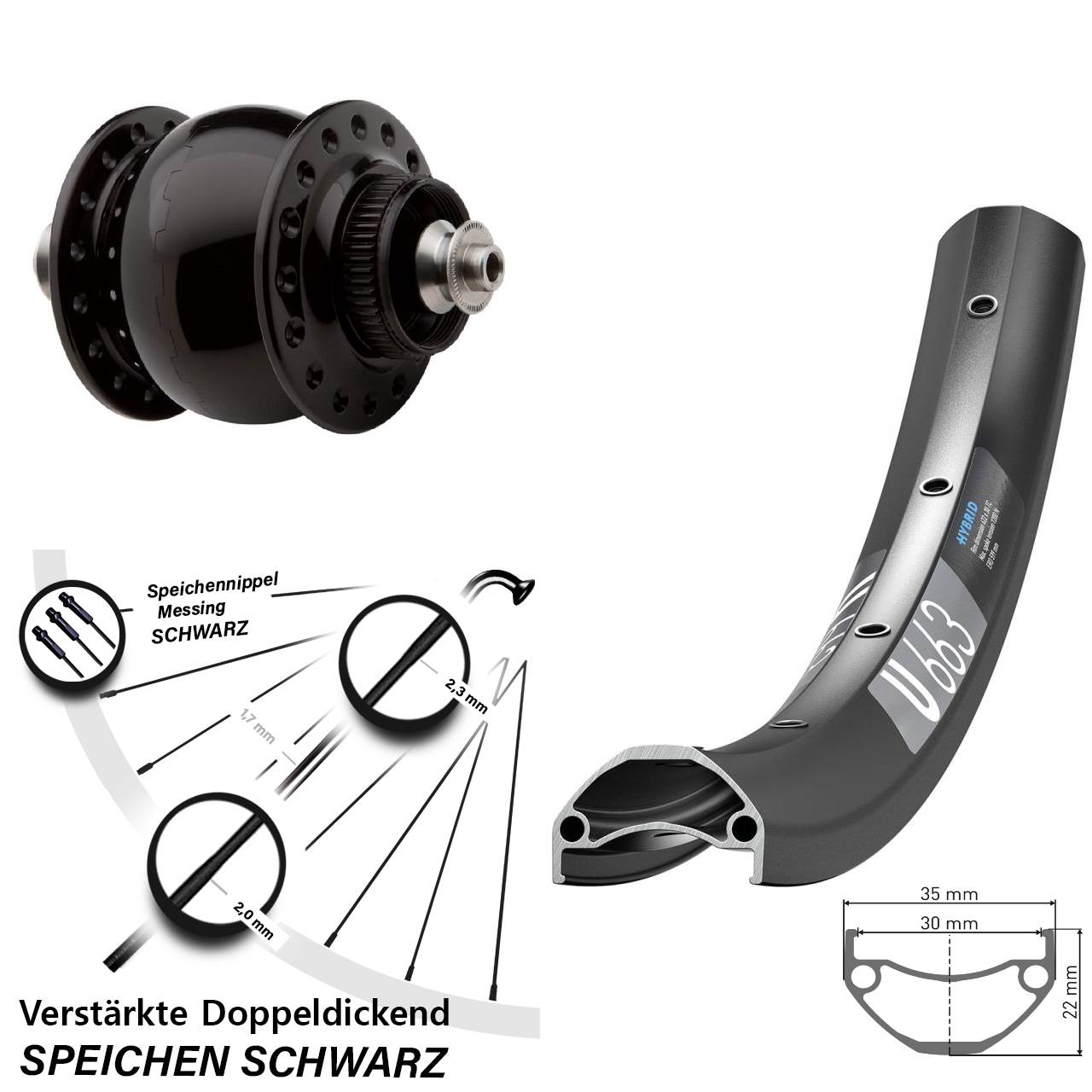 SON 28 DT Swiss U663 29 Zoll Nabendynamovorderrad Centerlock für Schnellspanner
