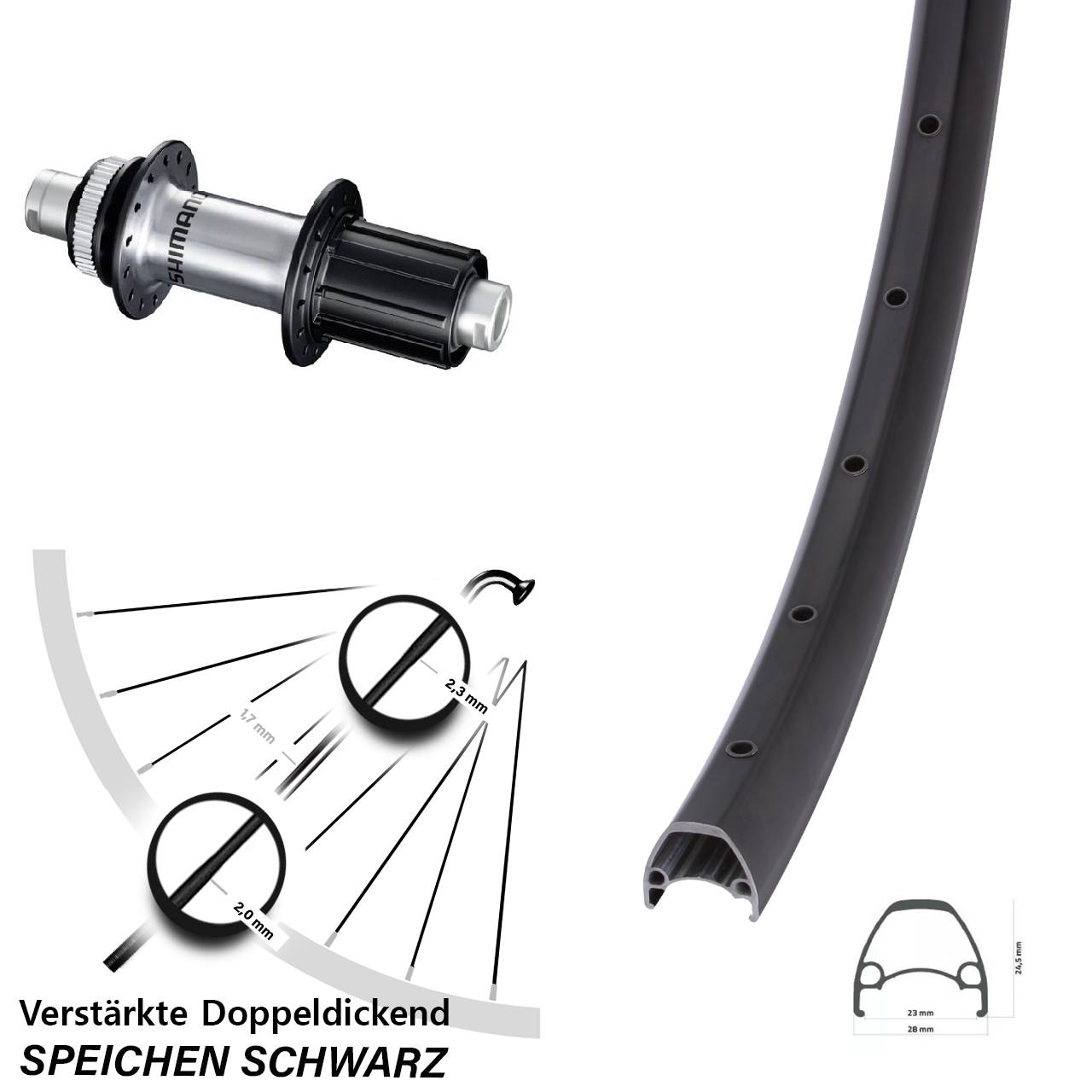 Disc Hinterrad 12x142 28 Zoll Ambrosio Sport Shimano FH-RS770 8-12 fach HG