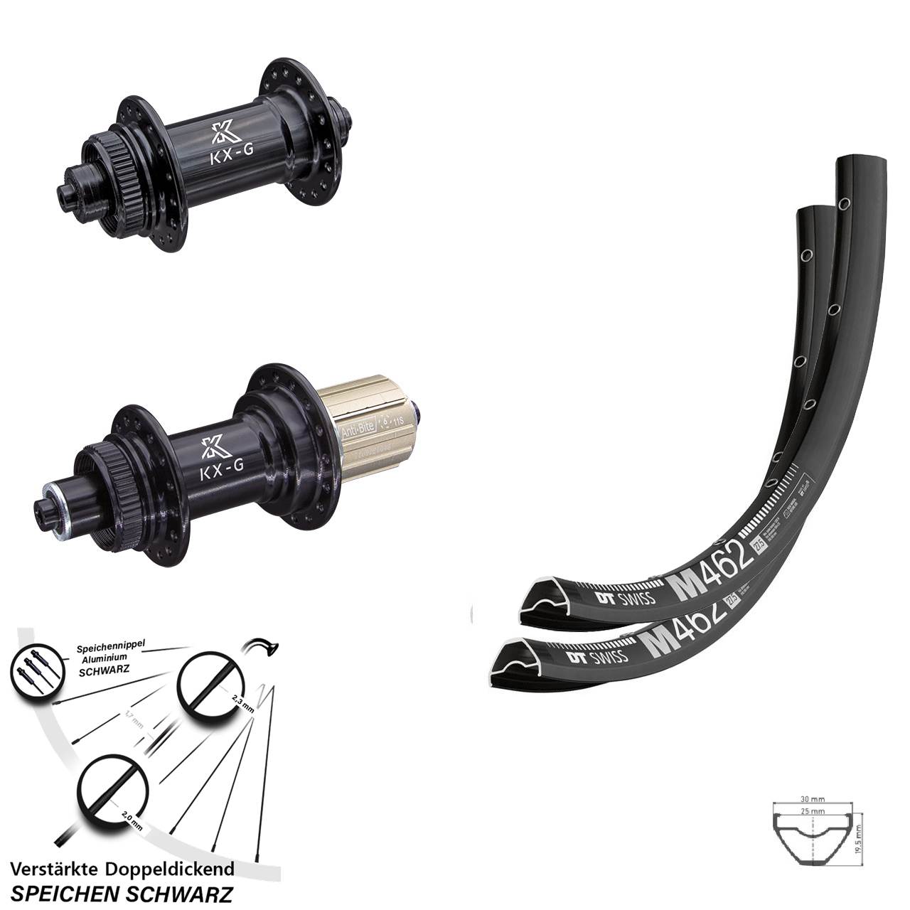 650B DT Swiss M462 KX-G Centerlock Laufradsatz QR 8-12 fach
