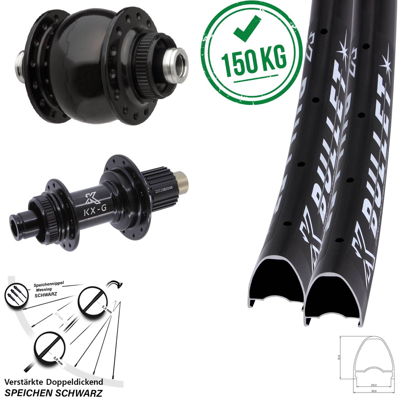 KX-G Bullet SON 28 Zoll Disc Laufradsatz 12x100/142 Shimano Micro Spline