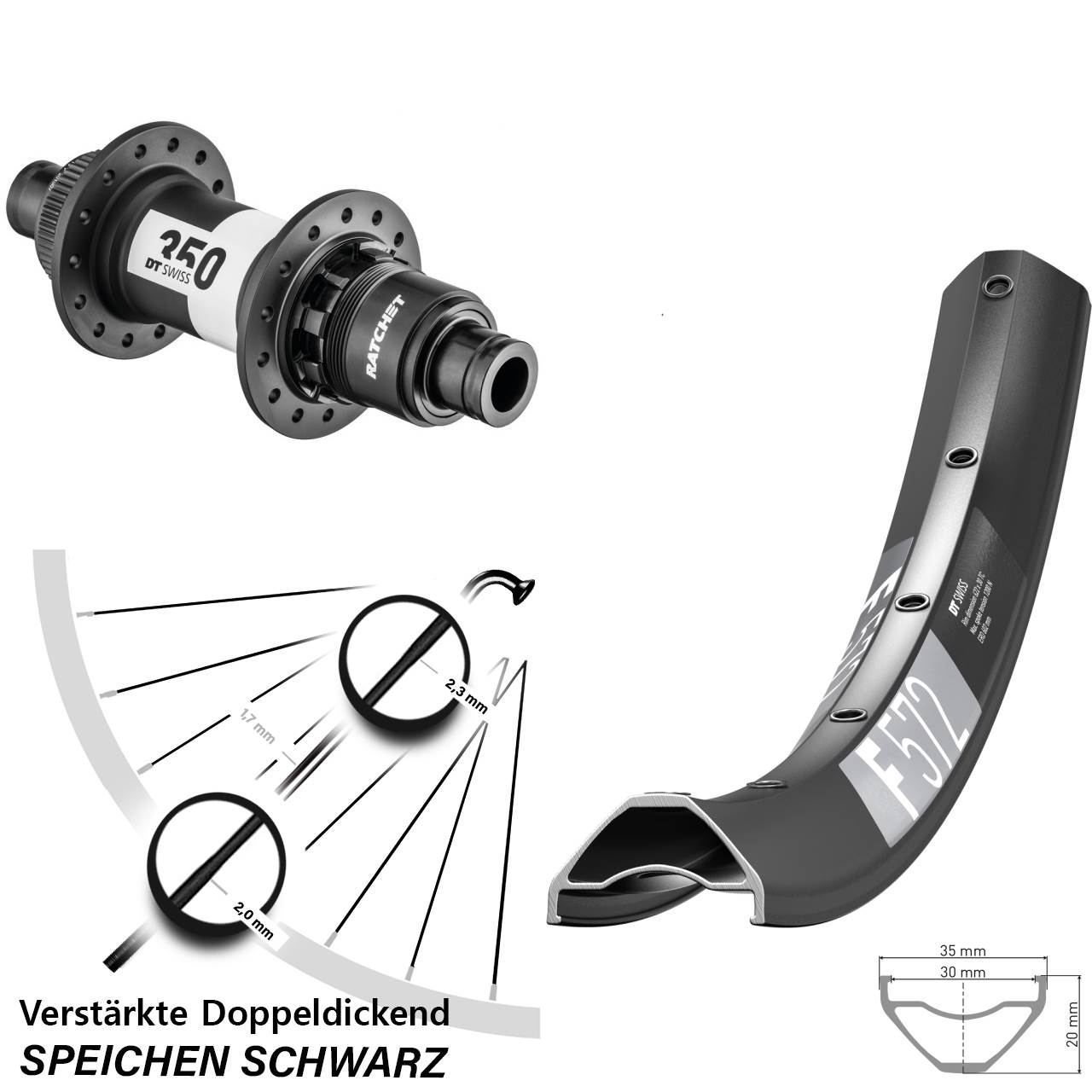 DT Swiss F 572 350 SRAM XD Centerlock 29 Zoll Disc Laufrad 12x142 11-12 fach