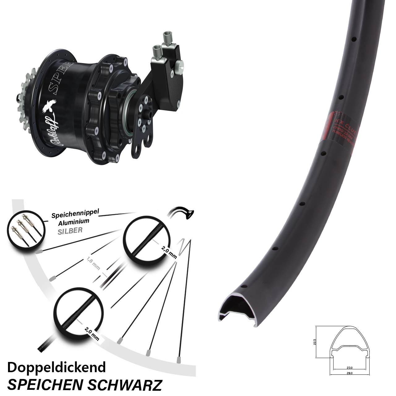 Hinterrad 27,5 Zoll KX Clue Rohloff Speedhub 500/14 CC DB Tandem schwarz