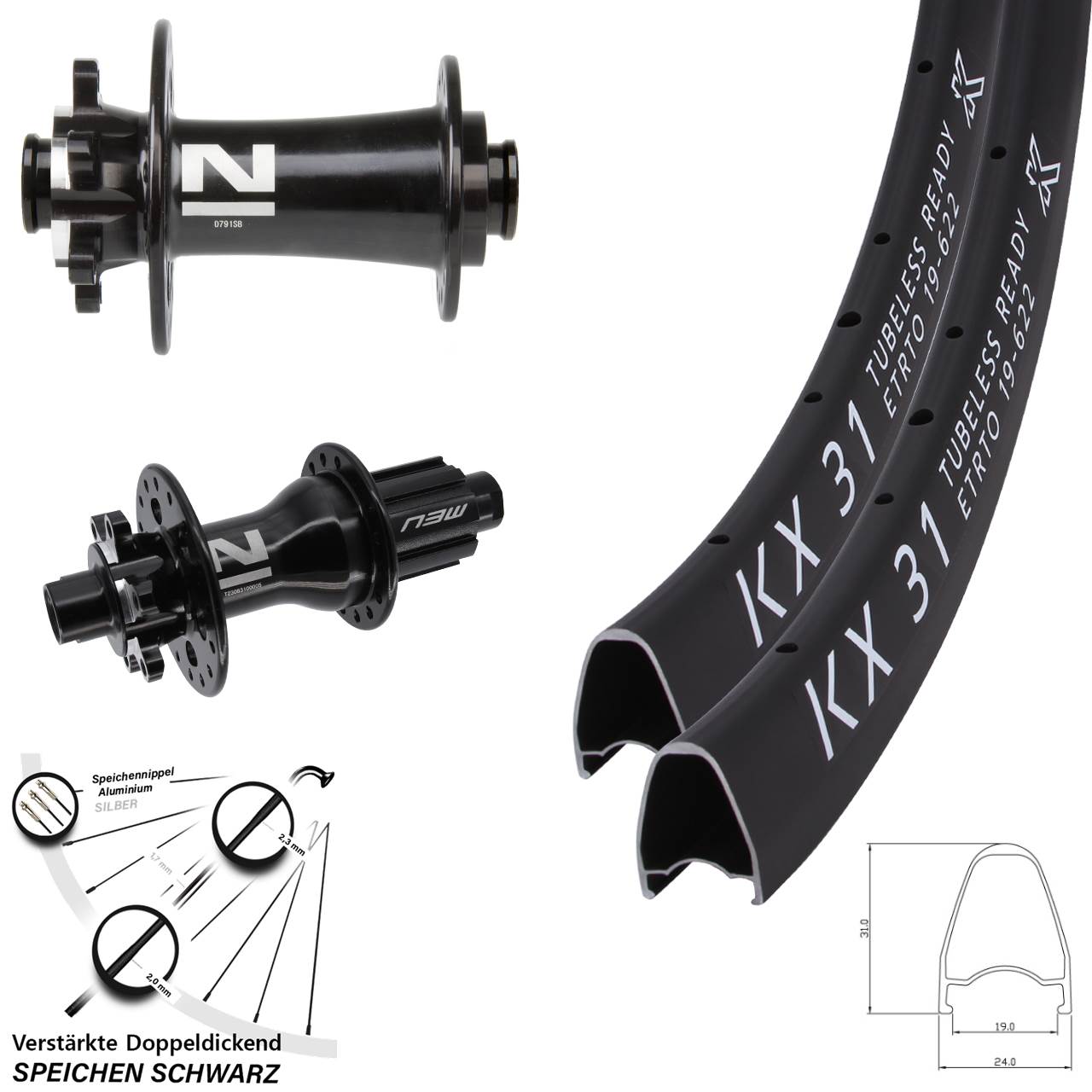 Disc Laufradsatz 12x100/142 28 Zoll KX31 Novatec D791 Superlight Campagnolo N3W
