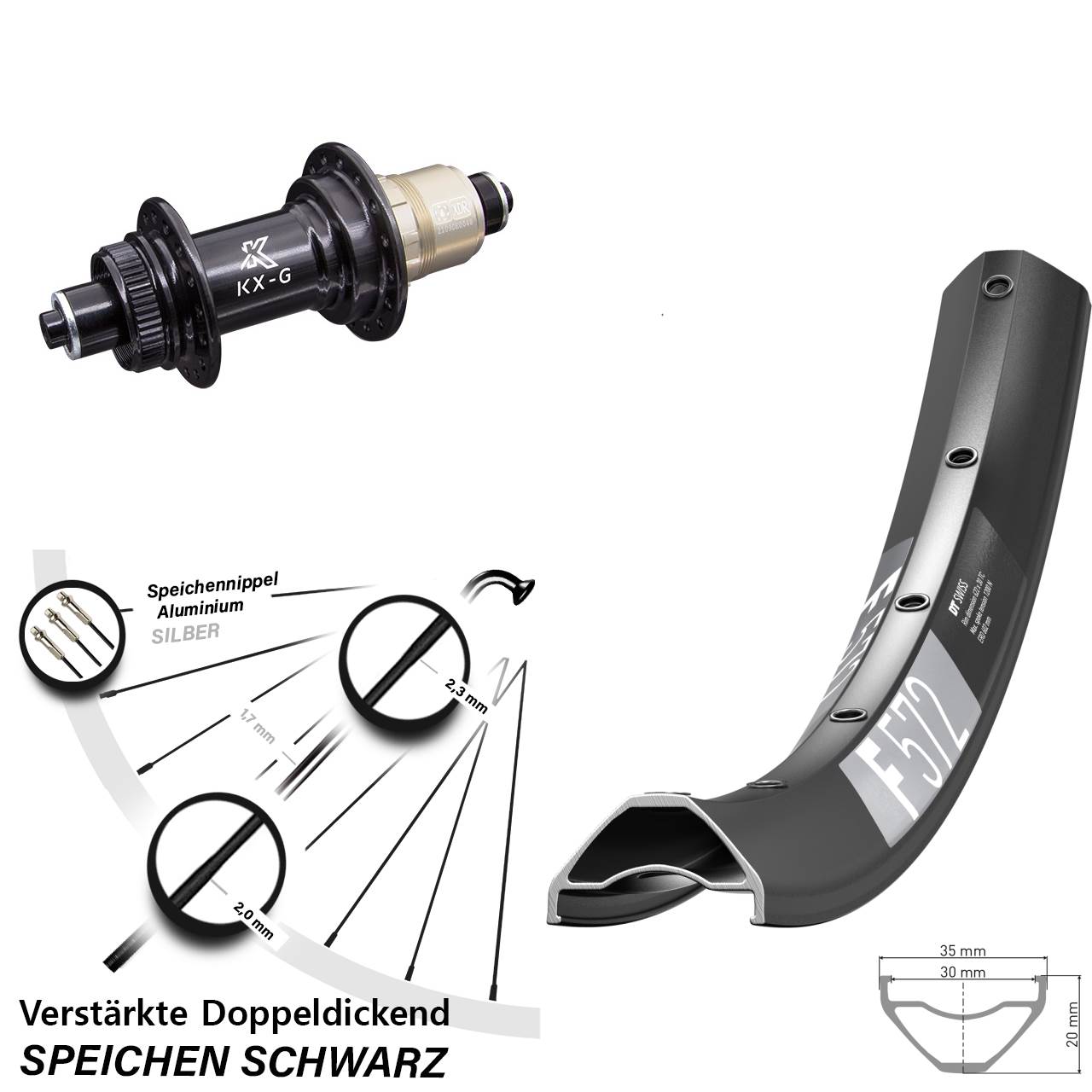 Centerlock Hinterrad QR 29 Zoll DT Swiss F572 KX-G XDR