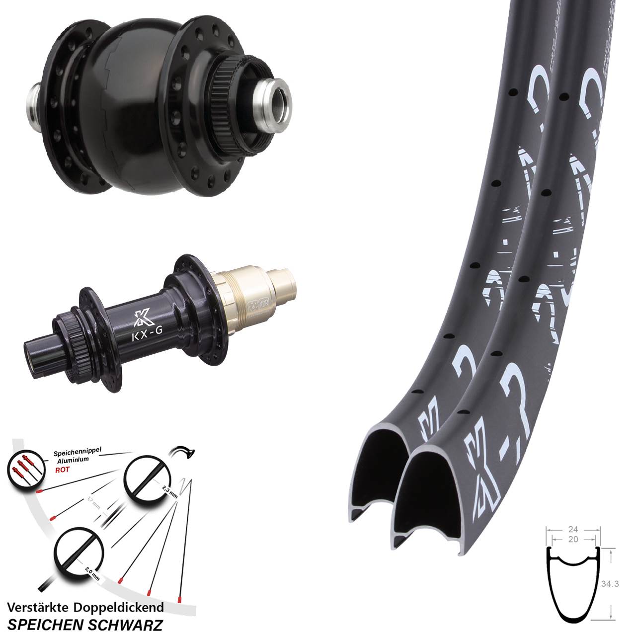 28 Zoll KXR-G Road SON delux Centerlock Laufradsatz 12x100/142 XDR